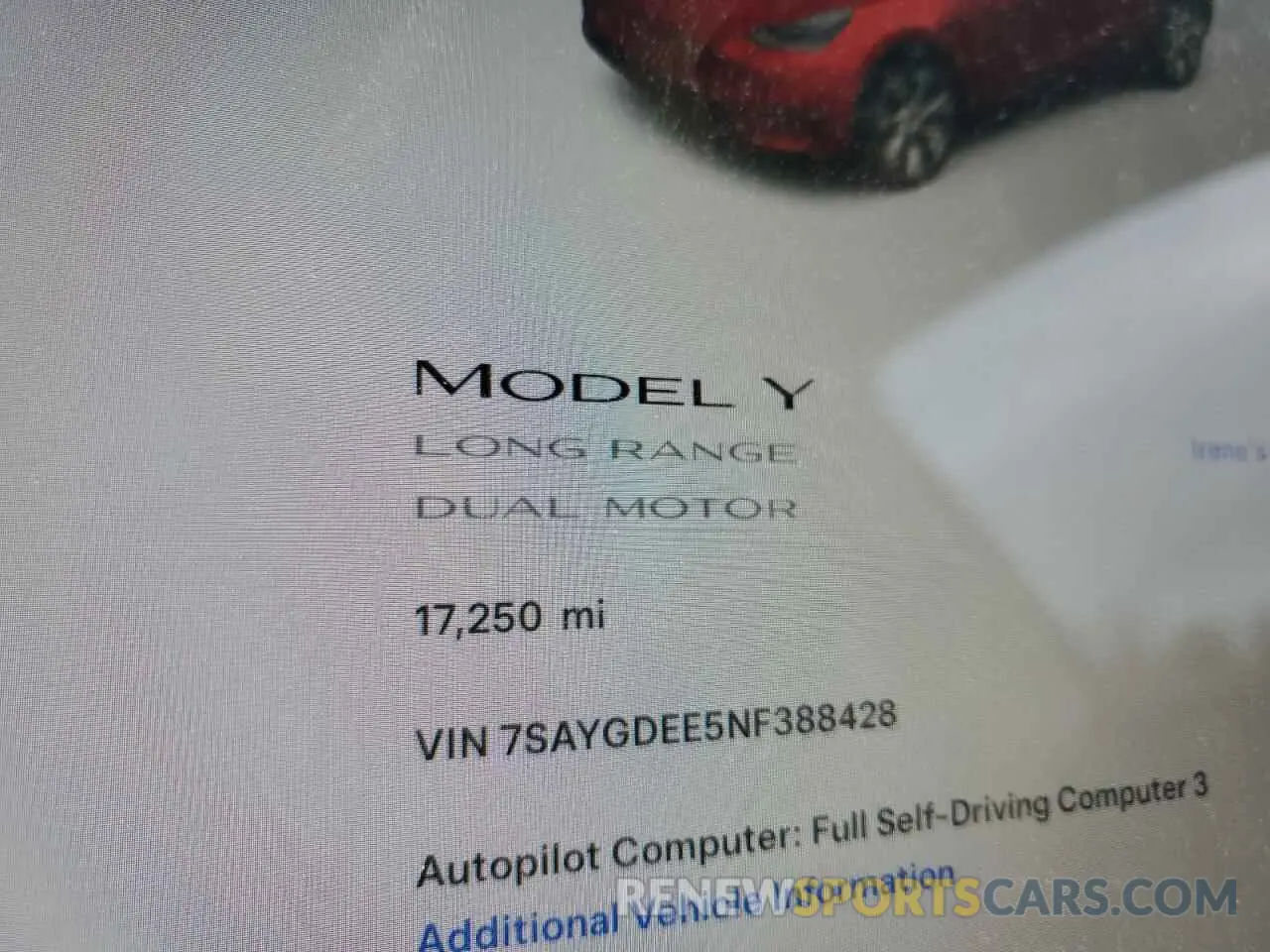 9 Photograph of a damaged car 7SAYGDEE5NF388428 TESLA MODEL Y 2022