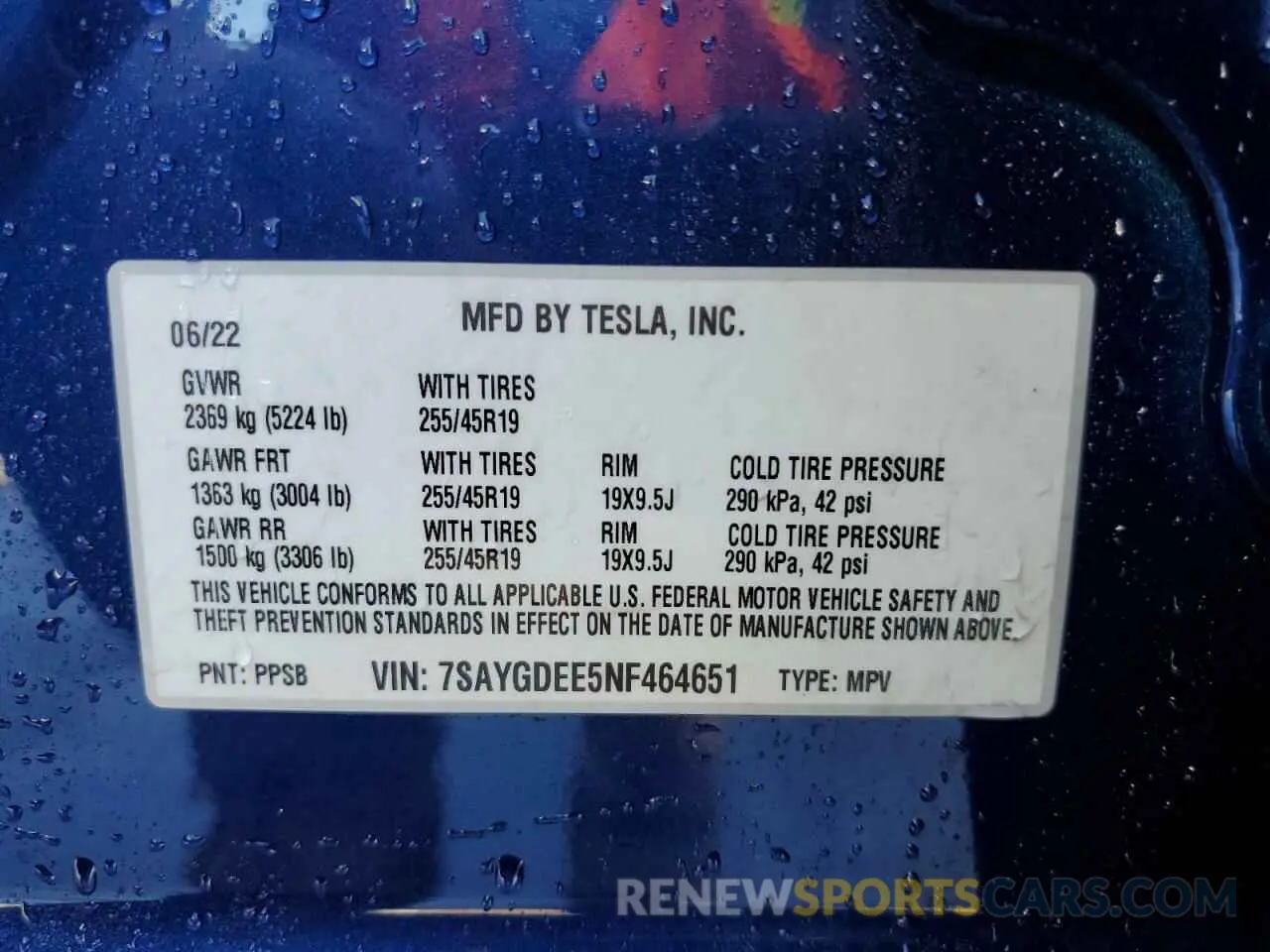 13 Photograph of a damaged car 7SAYGDEE5NF464651 TESLA MODEL Y 2022