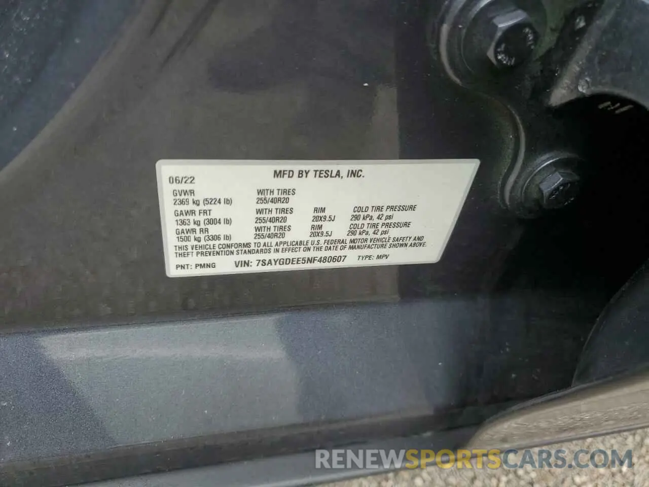 13 Photograph of a damaged car 7SAYGDEE5NF480607 TESLA MODEL Y 2022