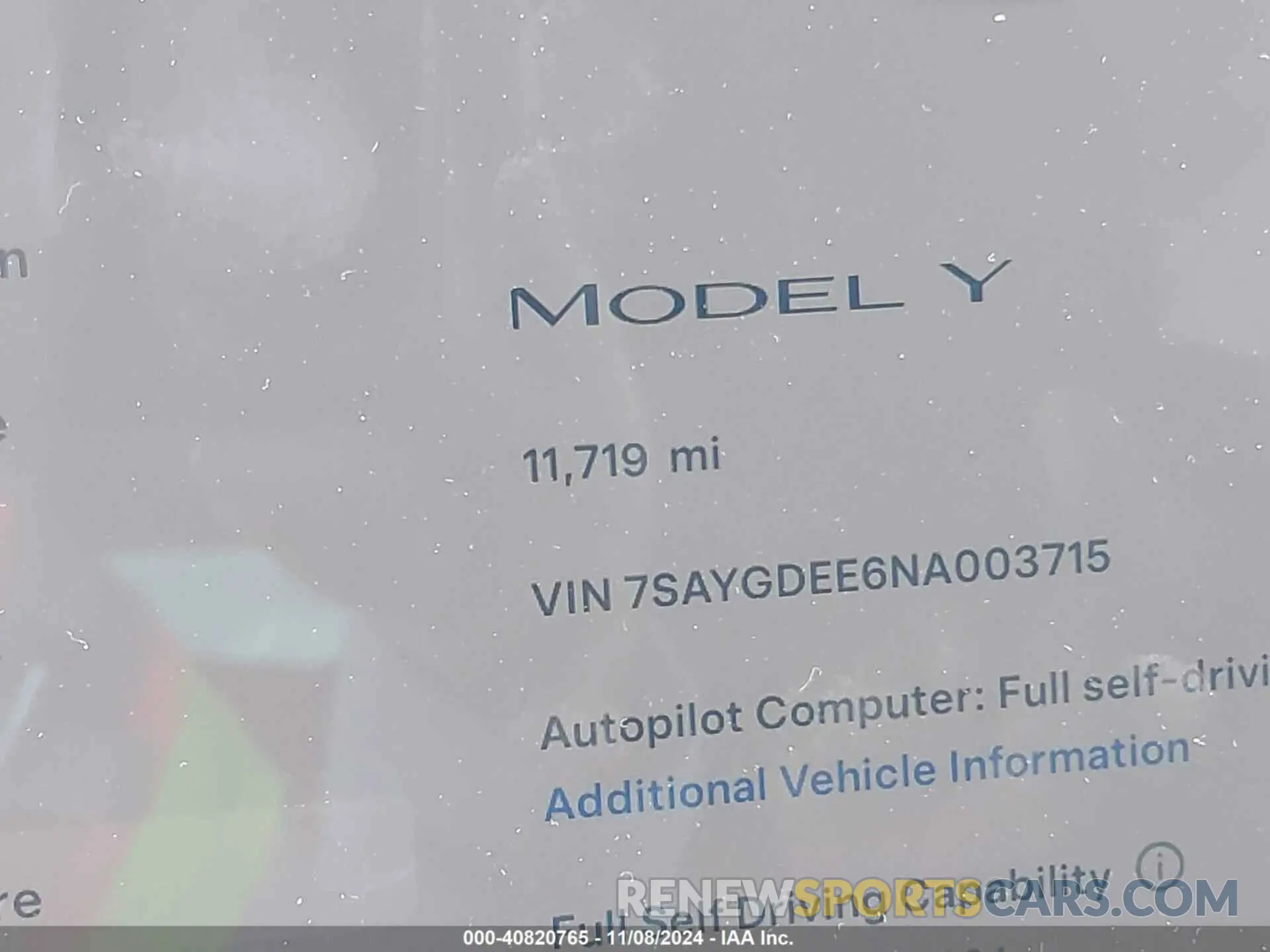 15 Photograph of a damaged car 7SAYGDEE6NA003715 TESLA MODEL Y 2022