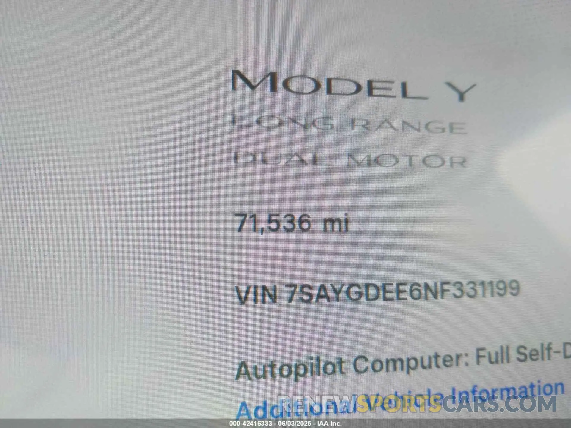 15 Photograph of a damaged car 7SAYGDEE6NF331199 TESLA MODEL Y 2022