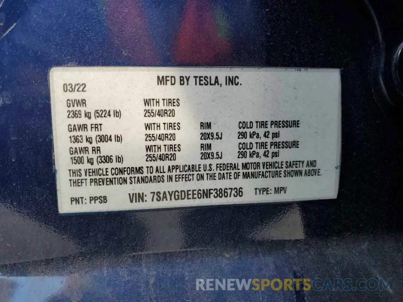 12 Photograph of a damaged car 7SAYGDEE6NF386736 TESLA MODEL Y 2022