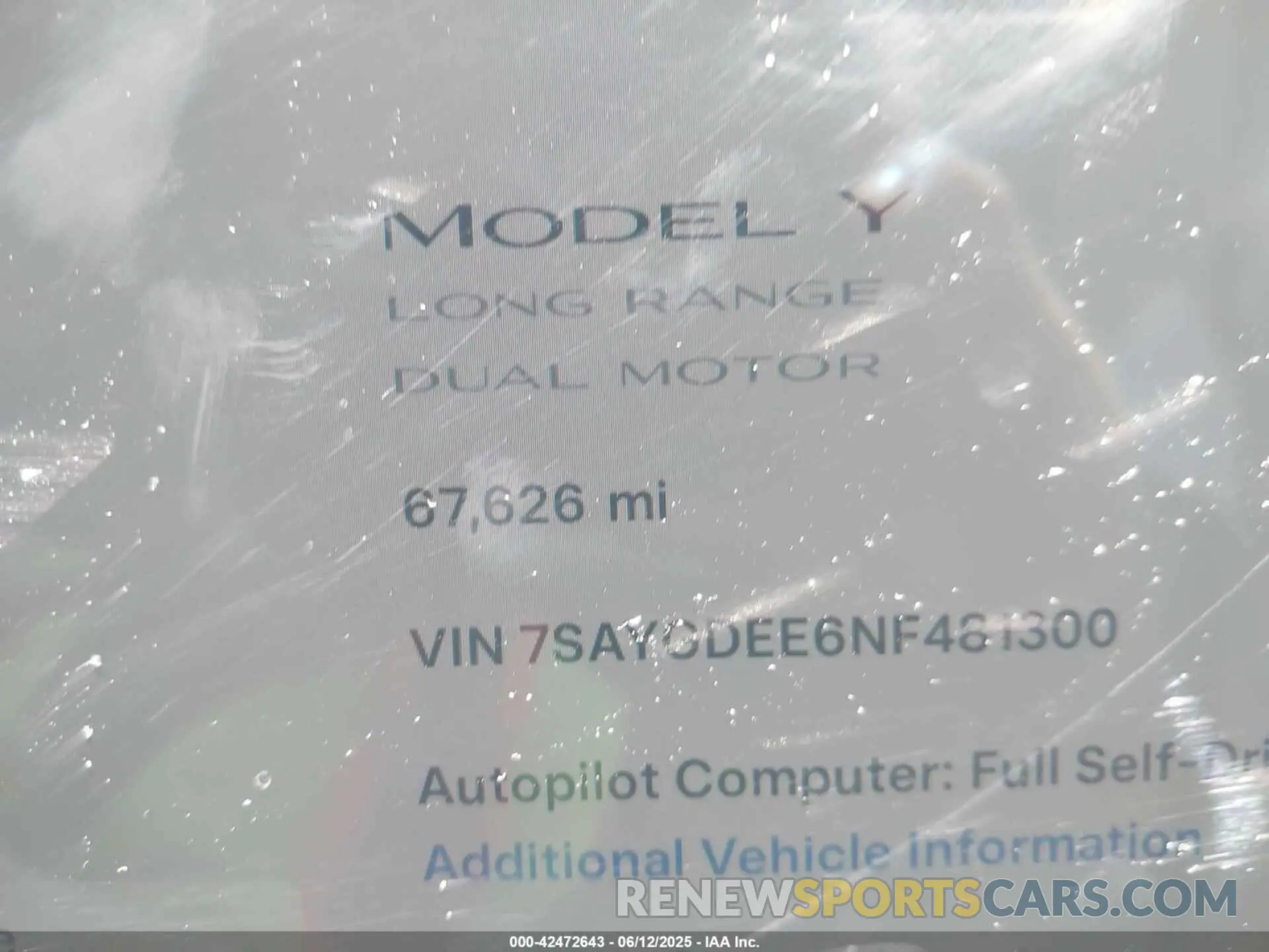 15 Photograph of a damaged car 7SAYGDEE6NF481300 TESLA MODEL Y 2022