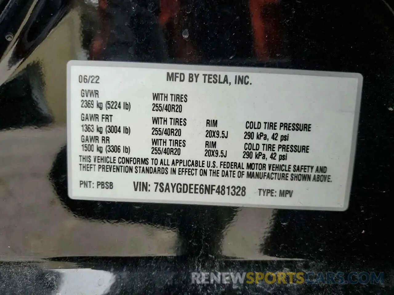 13 Photograph of a damaged car 7SAYGDEE6NF481328 TESLA MODEL Y 2022