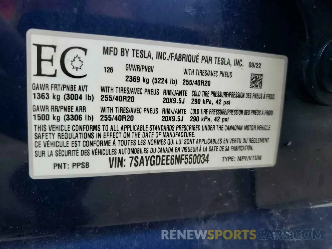 13 Photograph of a damaged car 7SAYGDEE6NF550034 TESLA MODEL Y 2022