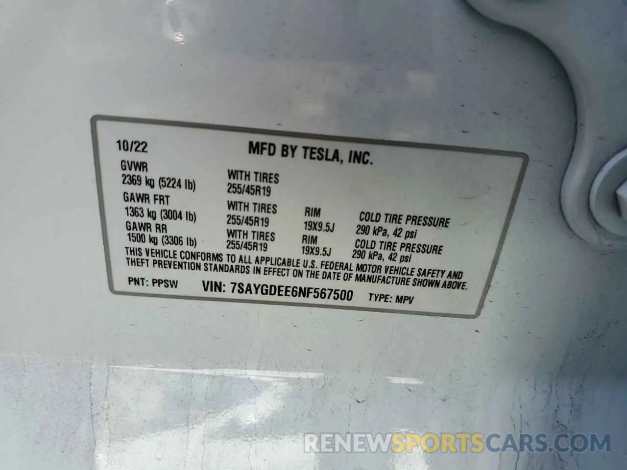 12 Photograph of a damaged car 7SAYGDEE6NF567500 TESLA MODEL Y 2022