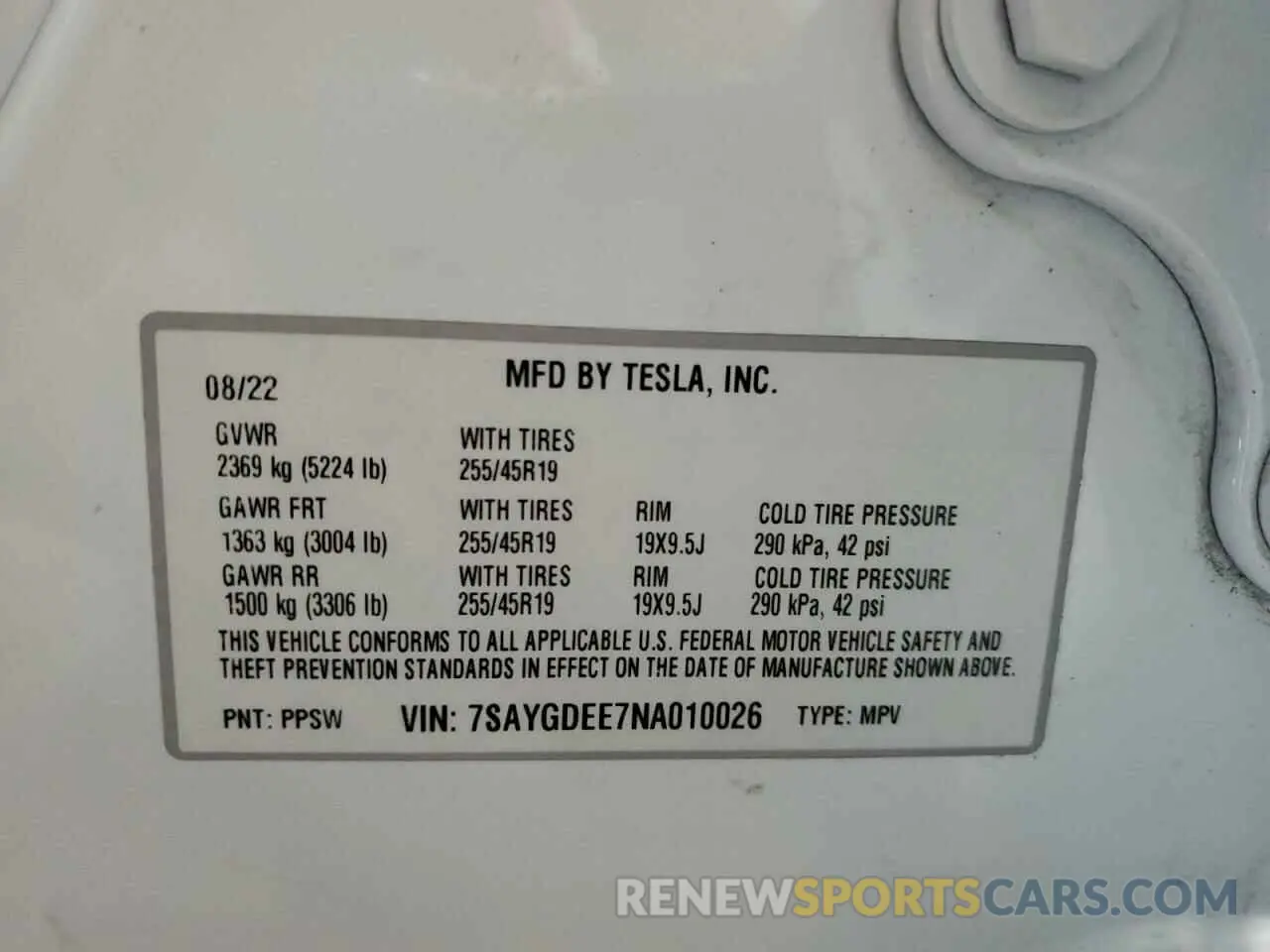13 Photograph of a damaged car 7SAYGDEE7NA010026 TESLA MODEL Y 2022
