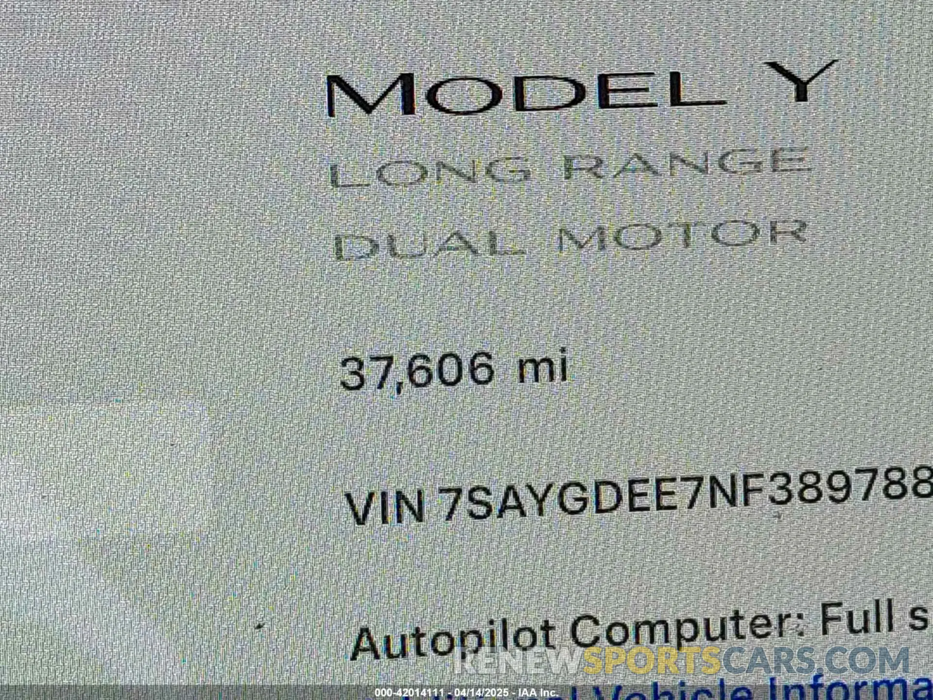 14 Photograph of a damaged car 7SAYGDEE7NF389788 TESLA MODEL Y 2022