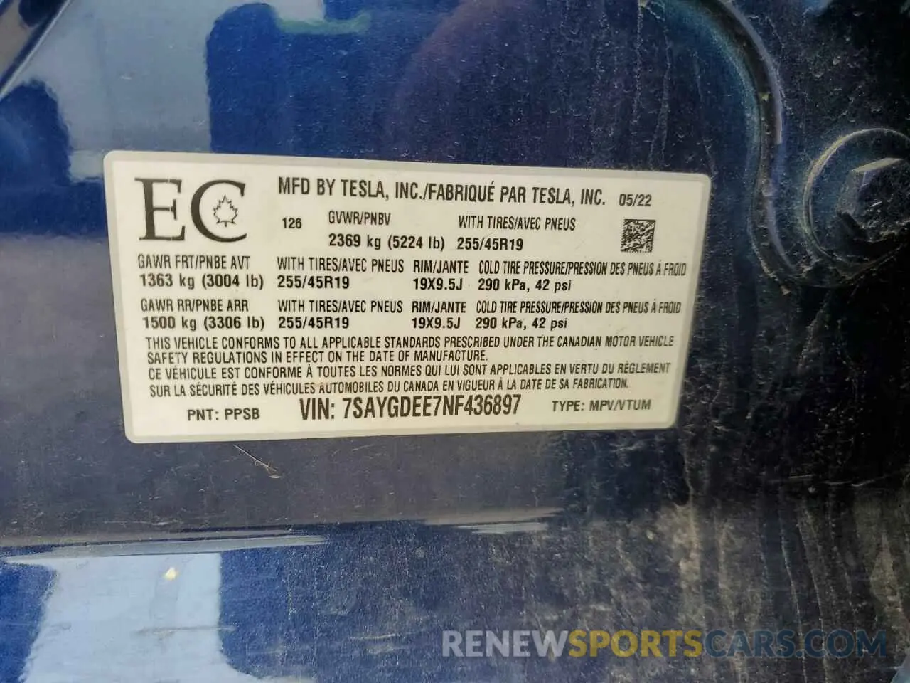 14 Photograph of a damaged car 7SAYGDEE7NF436897 TESLA MODEL Y 2022