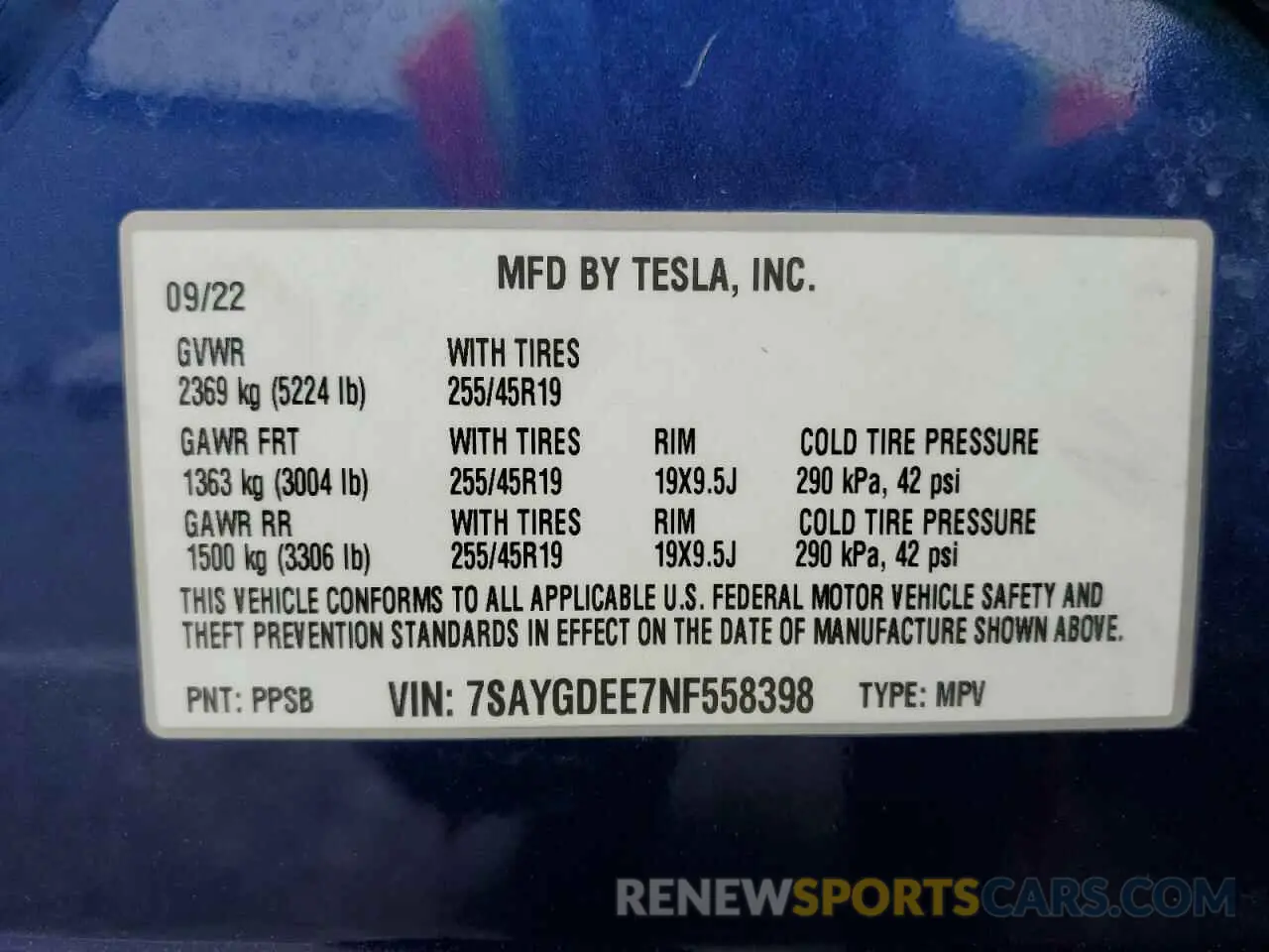 13 Photograph of a damaged car 7SAYGDEE7NF558398 TESLA MODEL Y 2022