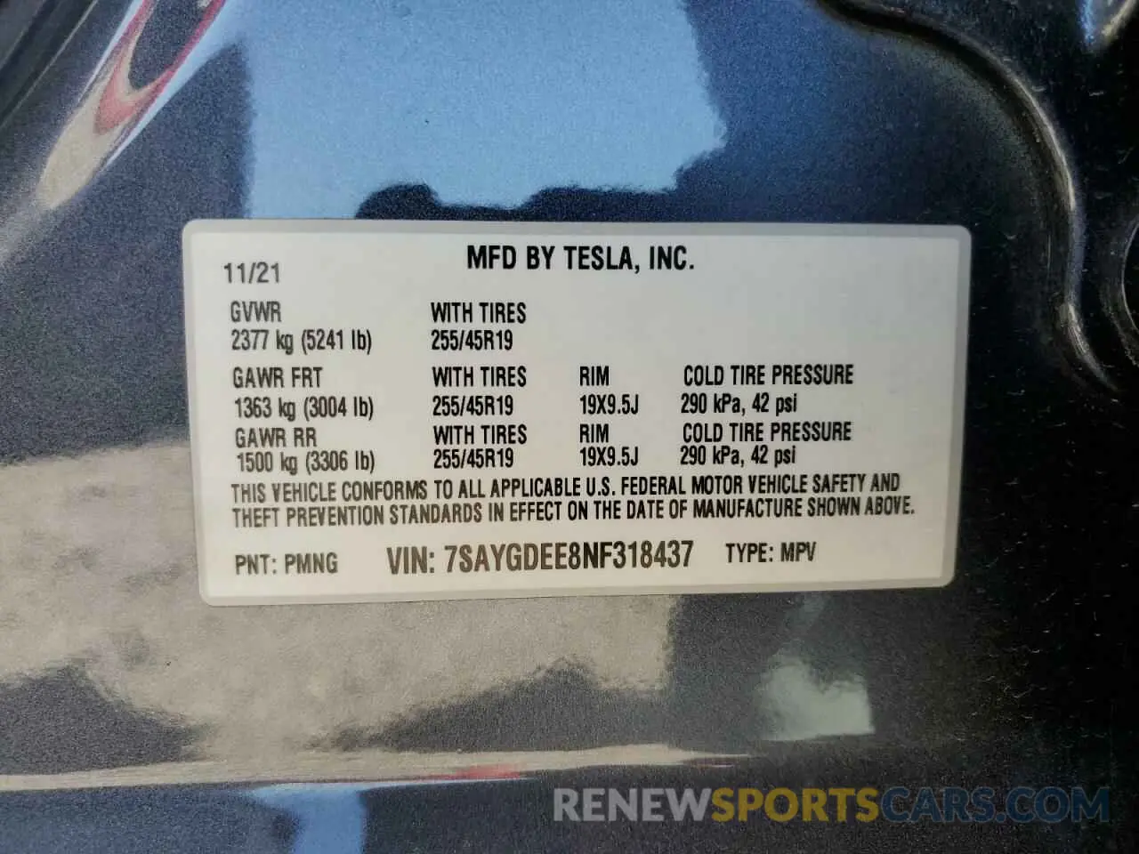 15 Photograph of a damaged car 7SAYGDEE8NF318437 TESLA MODEL Y 2022