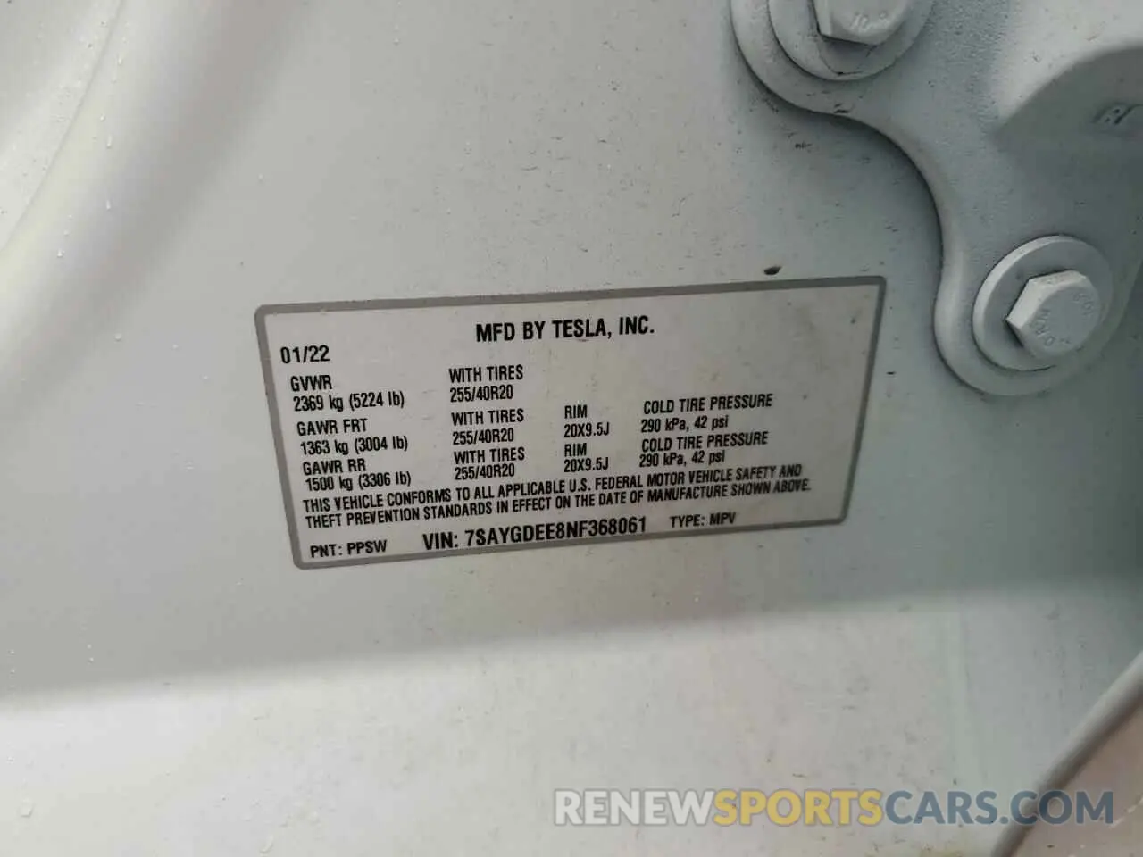 12 Photograph of a damaged car 7SAYGDEE8NF368061 TESLA MODEL Y 2022