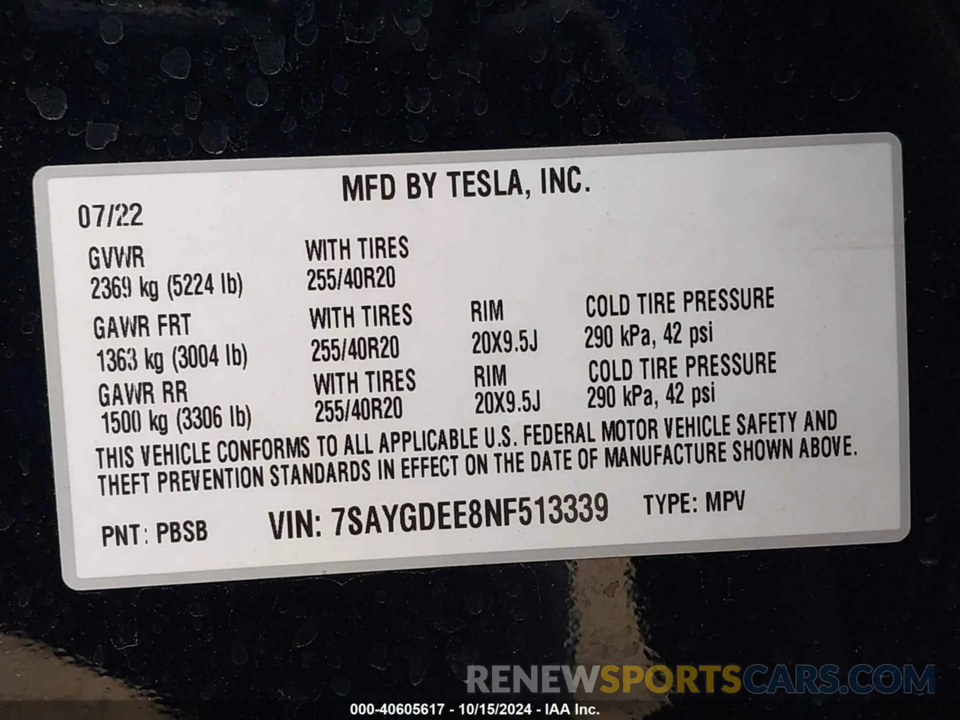 9 Photograph of a damaged car 7SAYGDEE8NF513339 TESLA MODEL Y 2022