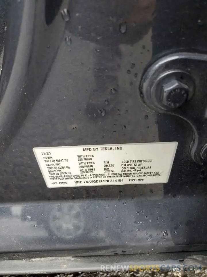 13 Photograph of a damaged car 7SAYGDEE9NF314154 TESLA MODEL Y 2022