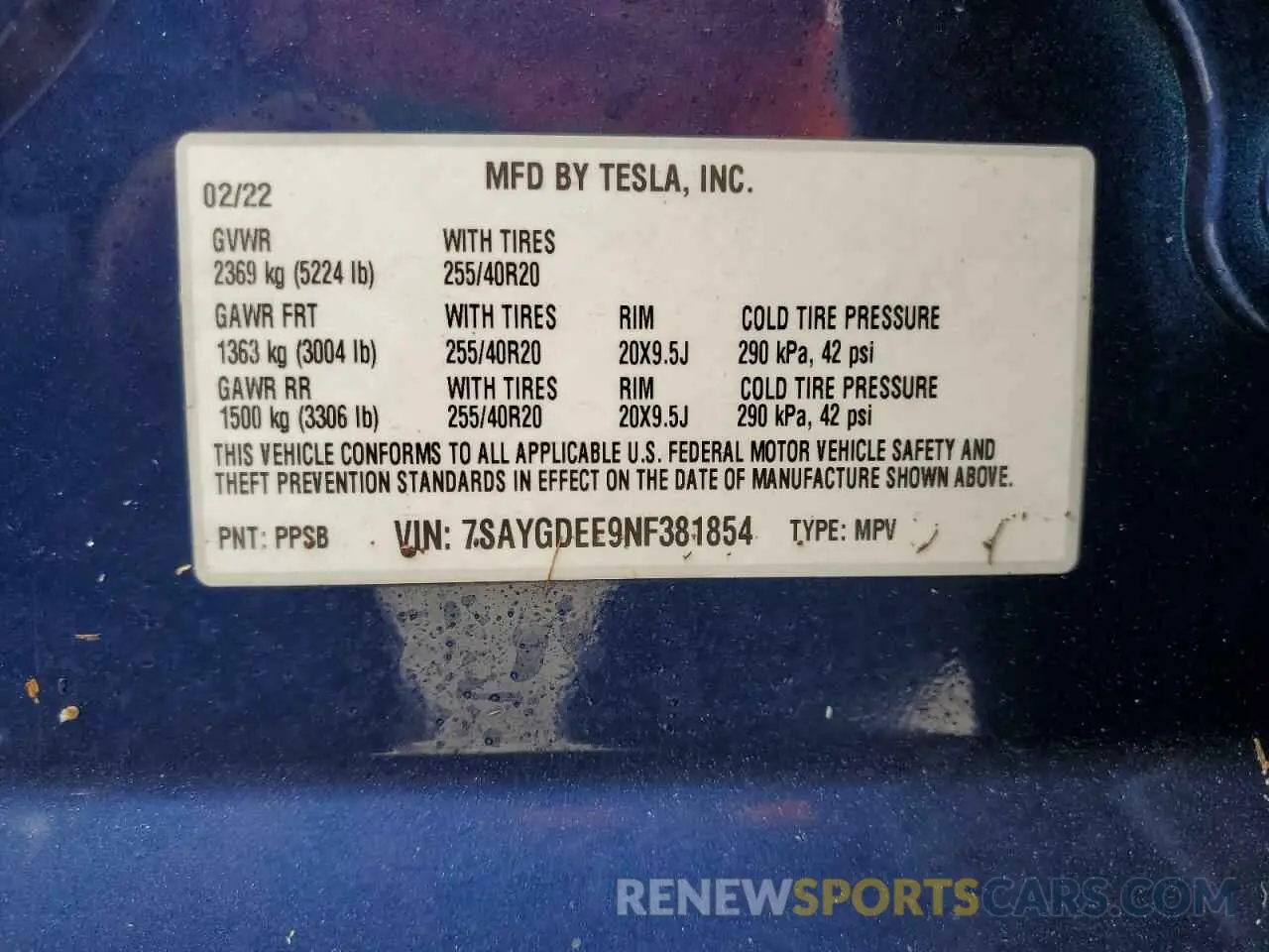14 Photograph of a damaged car 7SAYGDEE9NF381854 TESLA MODEL Y 2022