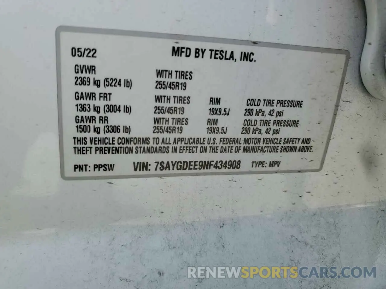 13 Photograph of a damaged car 7SAYGDEE9NF434908 TESLA MODEL Y 2022