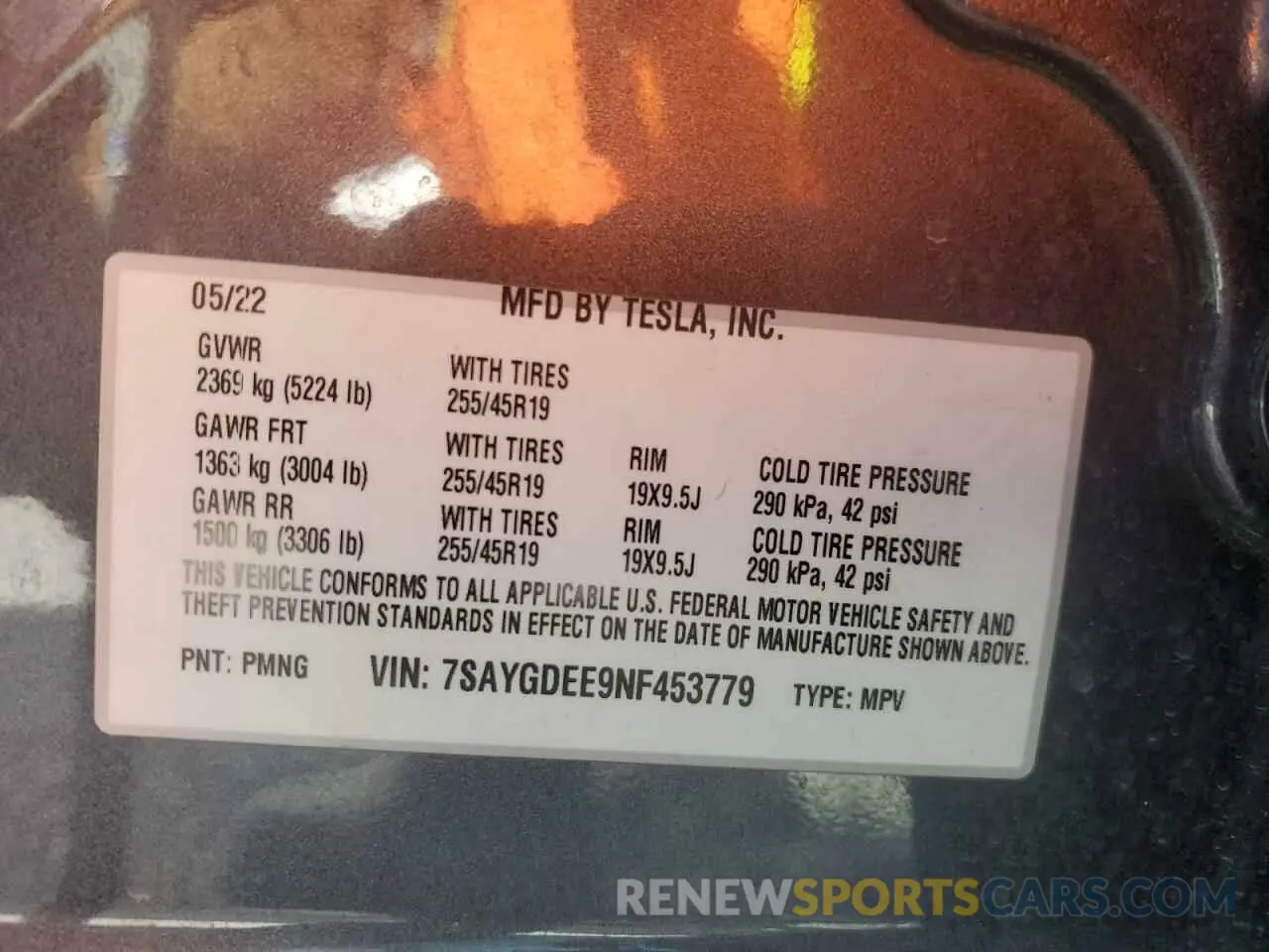 14 Photograph of a damaged car 7SAYGDEE9NF453779 TESLA MODEL Y 2022