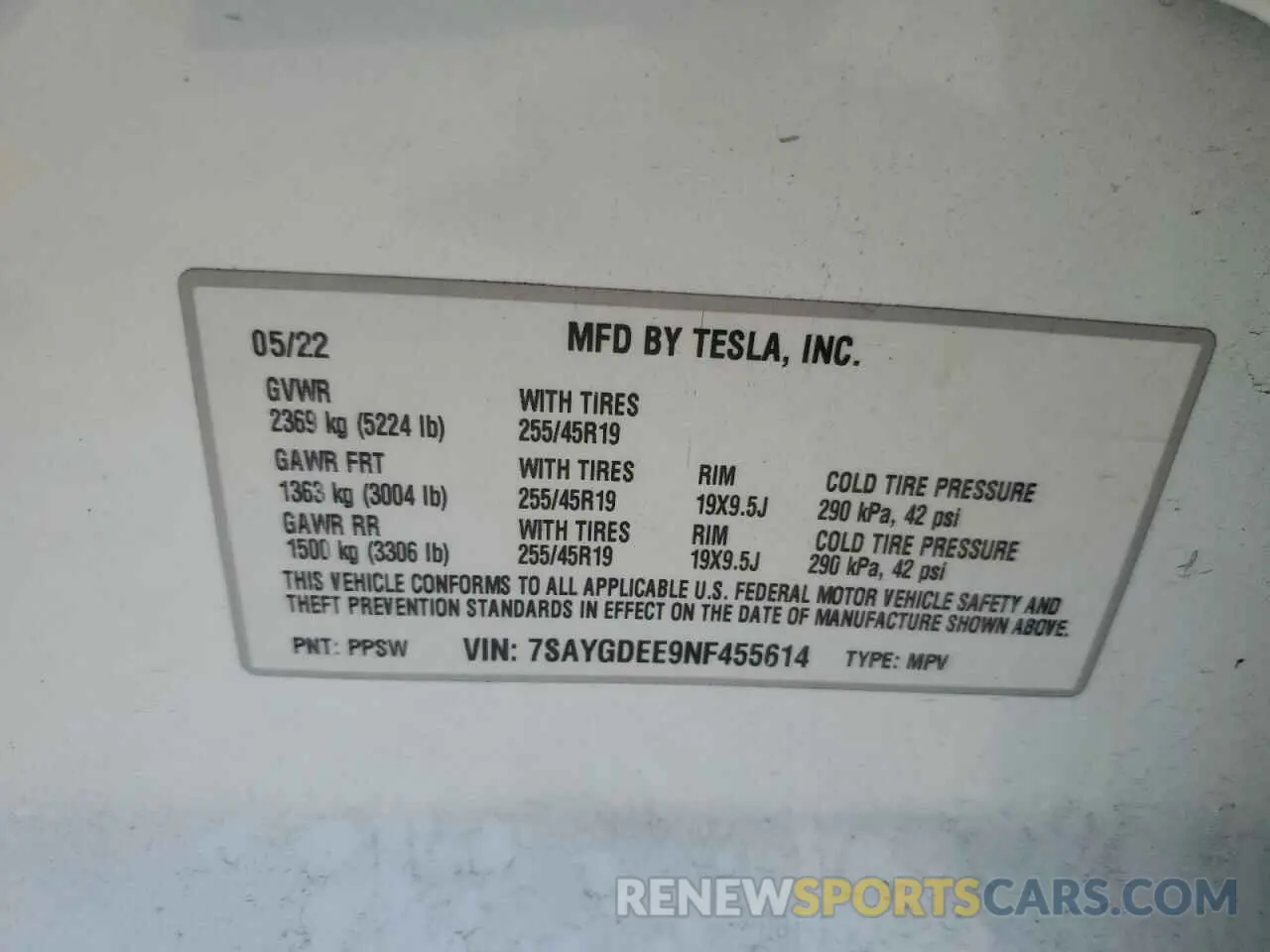 12 Photograph of a damaged car 7SAYGDEE9NF455614 TESLA MODEL Y 2022