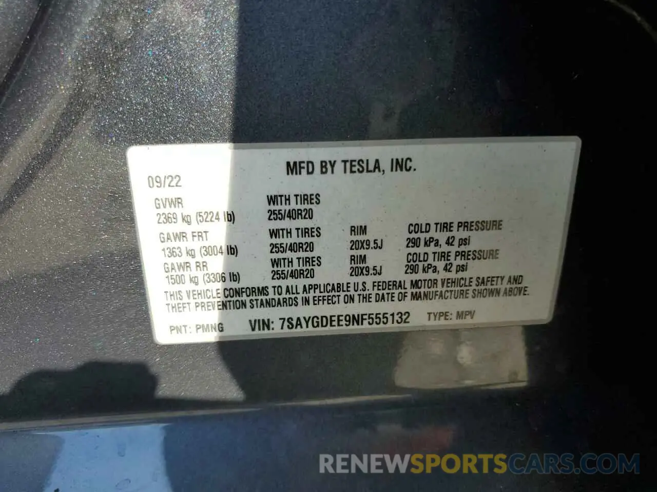 13 Photograph of a damaged car 7SAYGDEE9NF555132 TESLA MODEL Y 2022