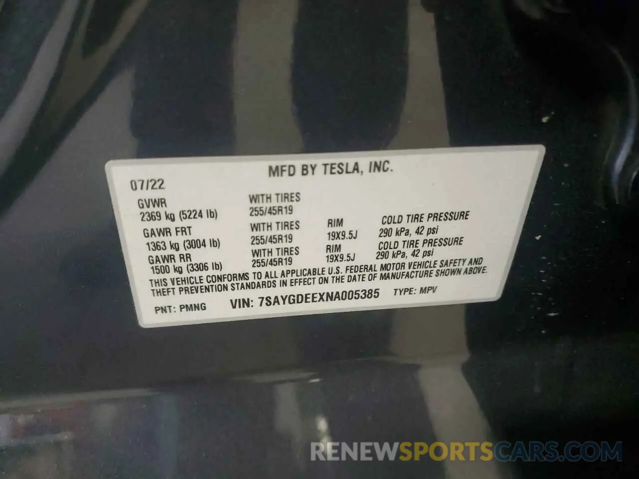 12 Photograph of a damaged car 7SAYGDEEXNA005385 TESLA MODEL Y 2022