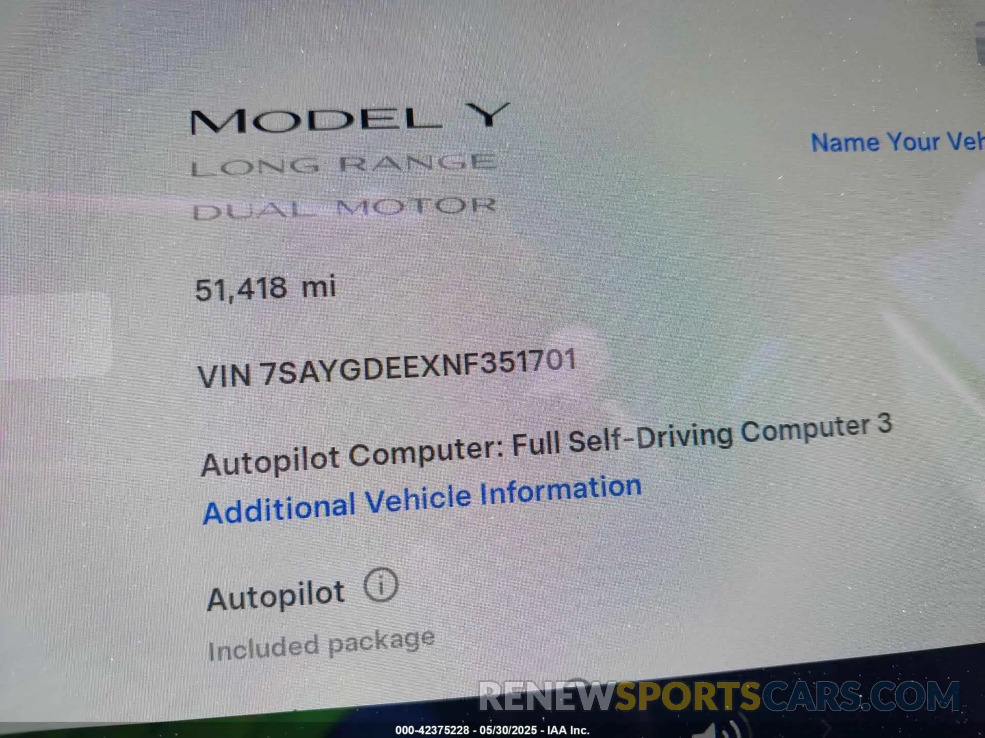 15 Photograph of a damaged car 7SAYGDEEXNF351701 TESLA MODEL Y 2022