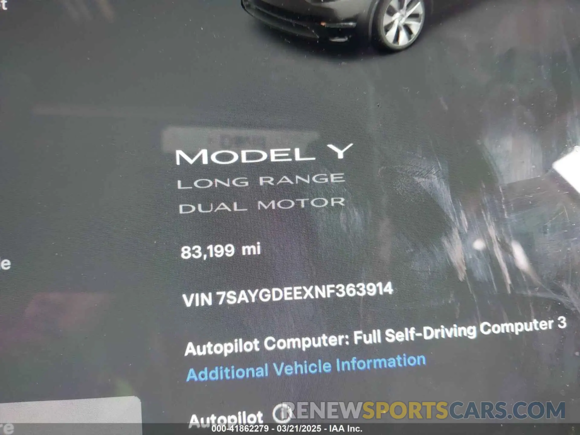 15 Photograph of a damaged car 7SAYGDEEXNF363914 TESLA MODEL Y 2022