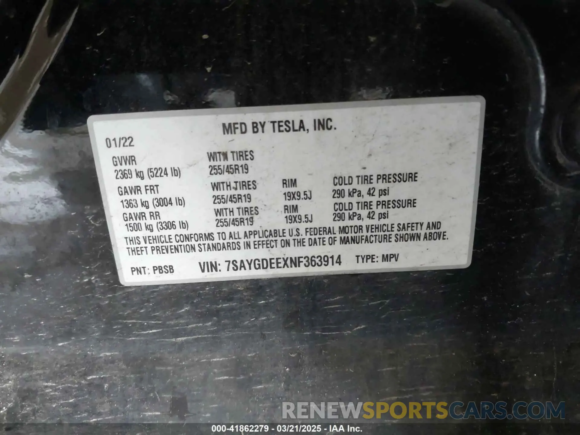 9 Photograph of a damaged car 7SAYGDEEXNF363914 TESLA MODEL Y 2022