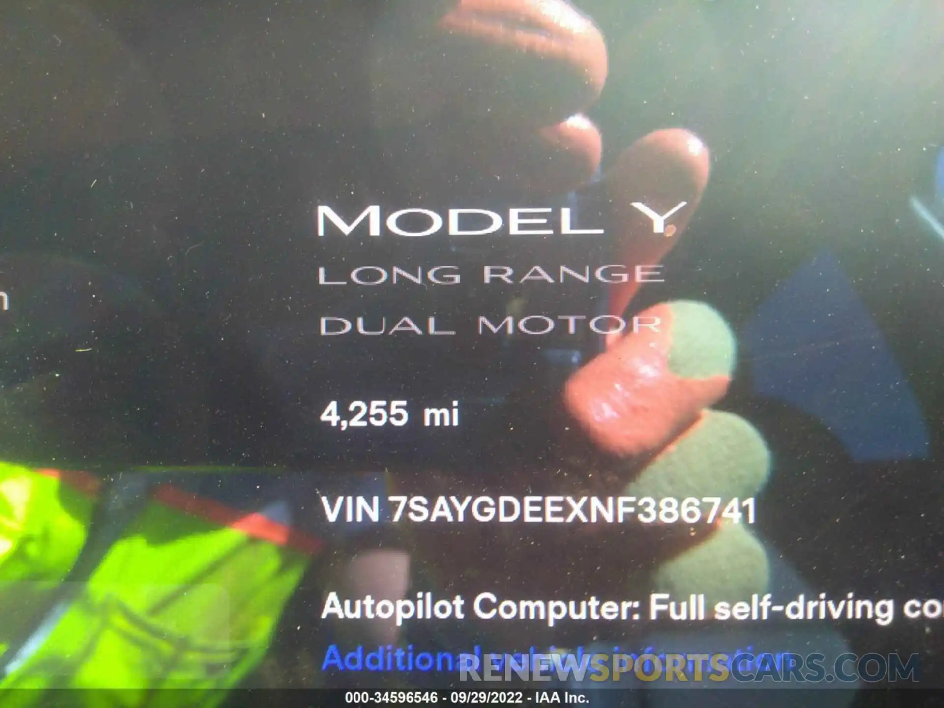 7 Photograph of a damaged car 7SAYGDEEXNF386741 TESLA MODEL Y 2022