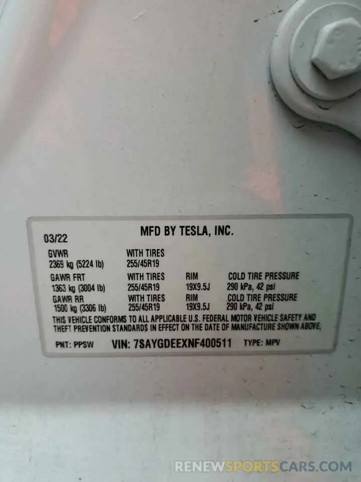 13 Photograph of a damaged car 7SAYGDEEXNF400511 TESLA MODEL Y 2022