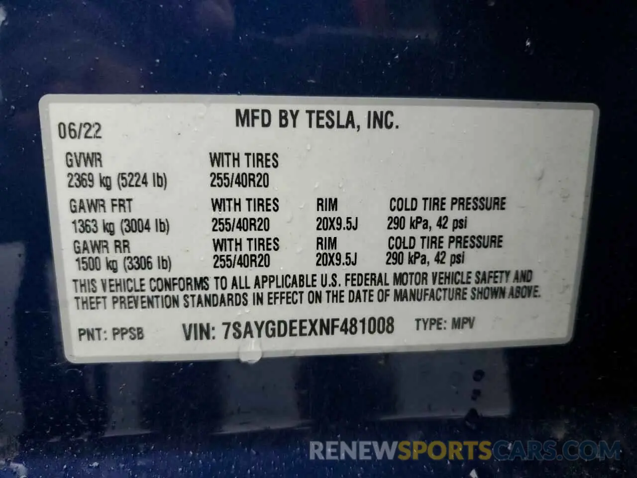 12 Photograph of a damaged car 7SAYGDEEXNF481008 TESLA MODEL Y 2022