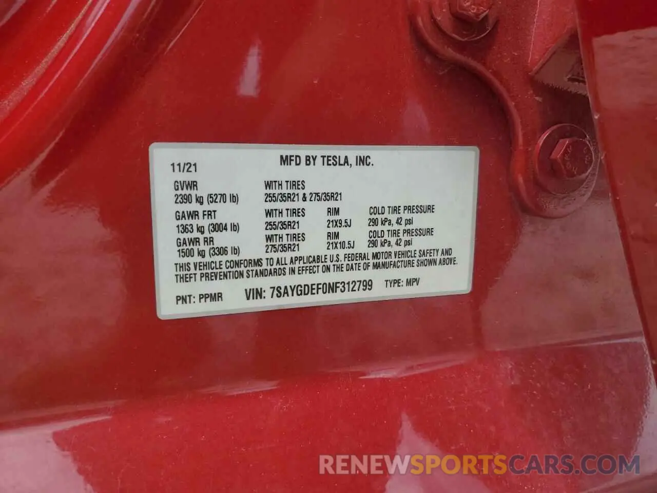 12 Photograph of a damaged car 7SAYGDEF0NF312799 TESLA MODEL Y 2022