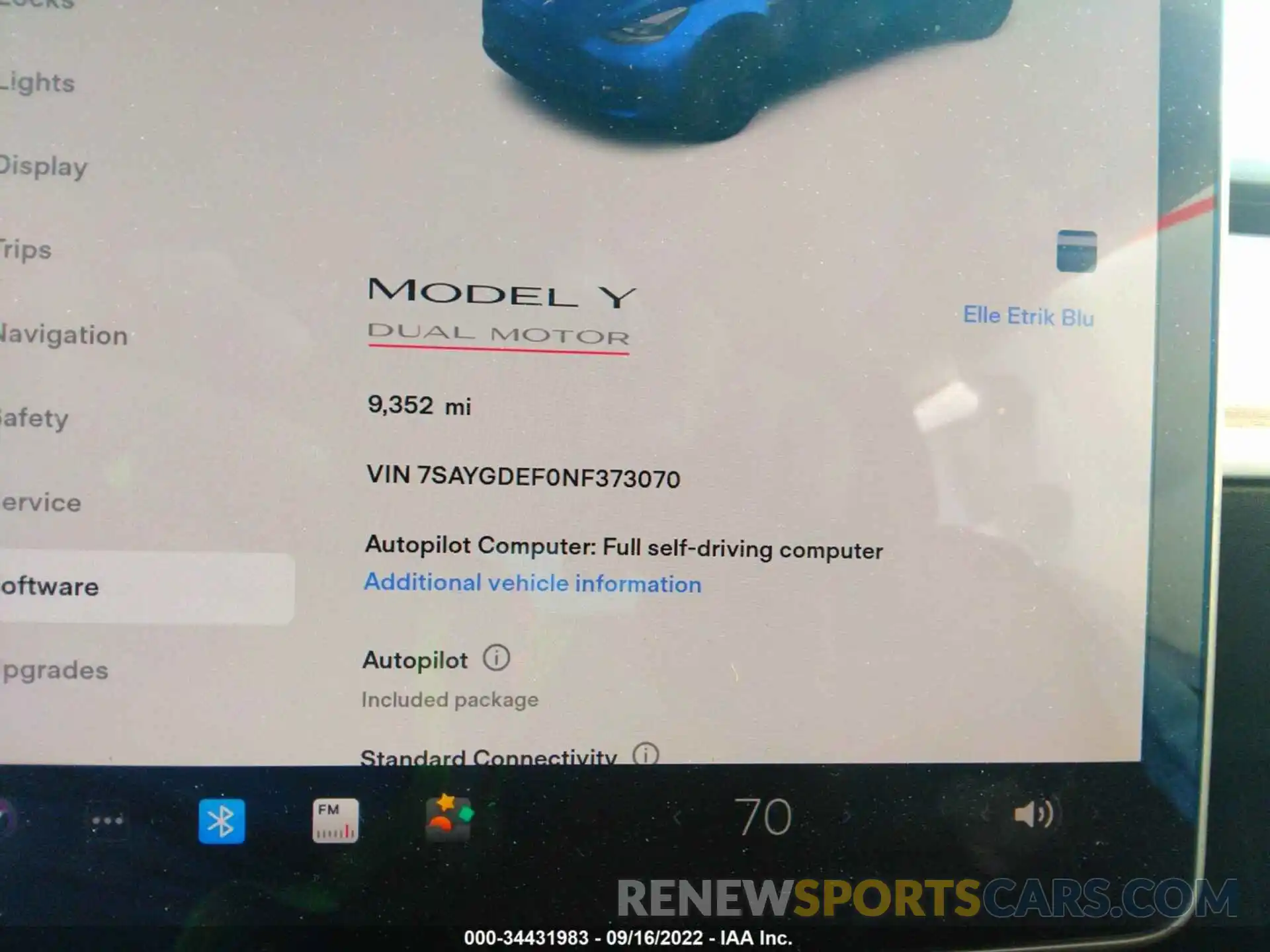 7 Photograph of a damaged car 7SAYGDEF0NF373070 TESLA MODEL Y 2022