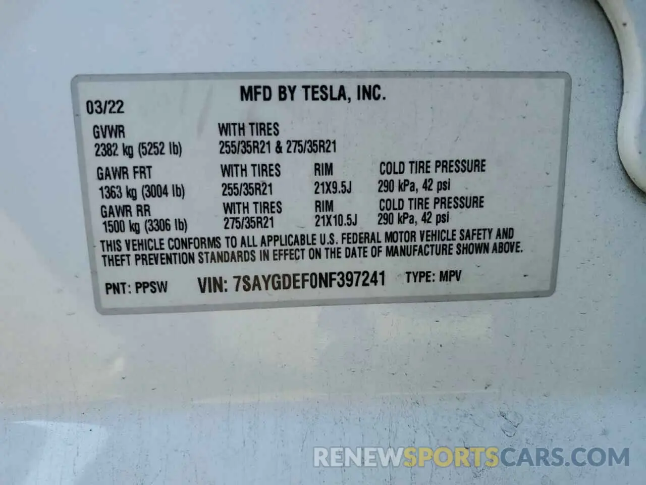 12 Photograph of a damaged car 7SAYGDEF0NF397241 TESLA MODEL Y 2022