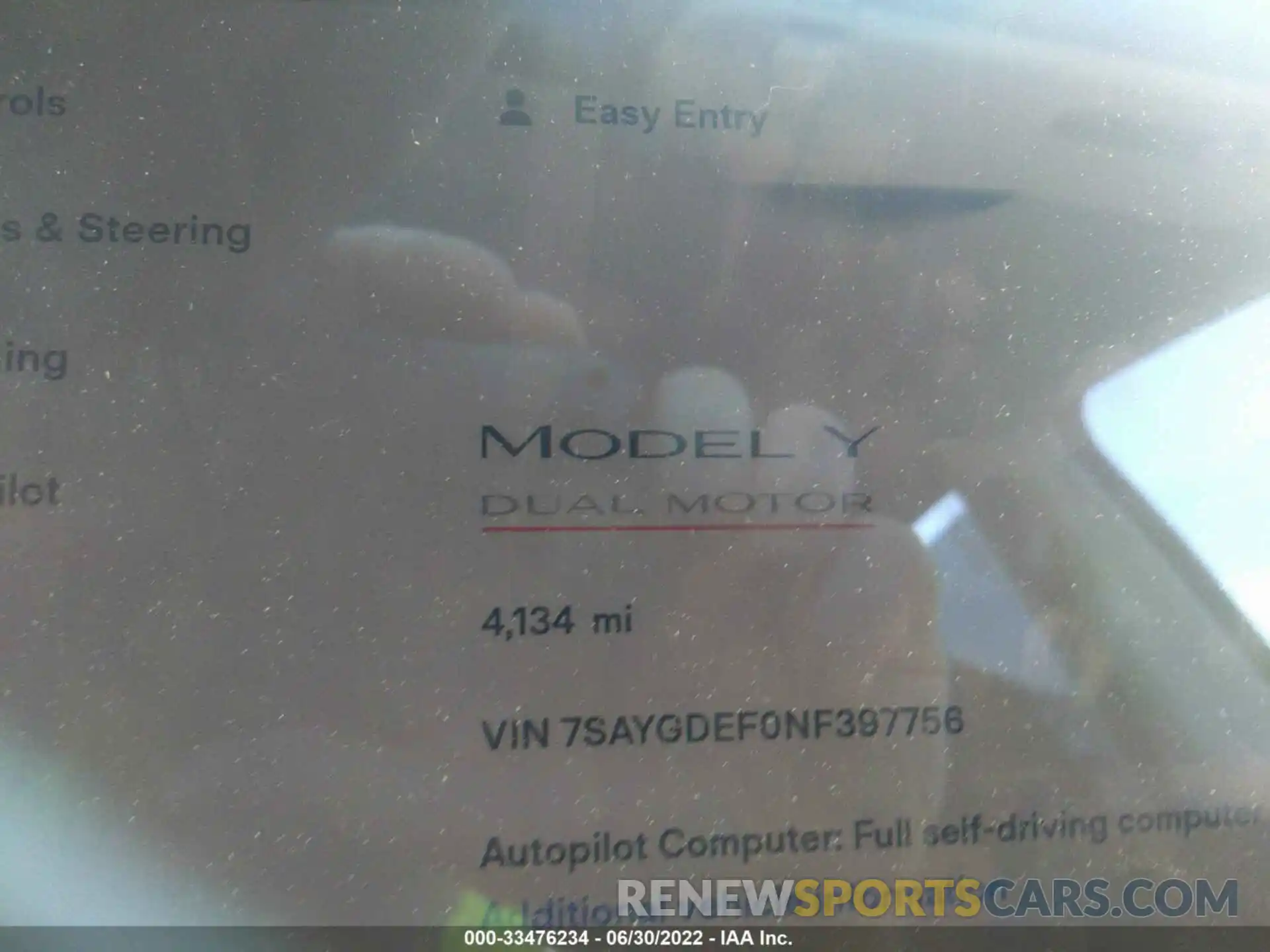 7 Photograph of a damaged car 7SAYGDEF0NF397756 TESLA MODEL Y 2022