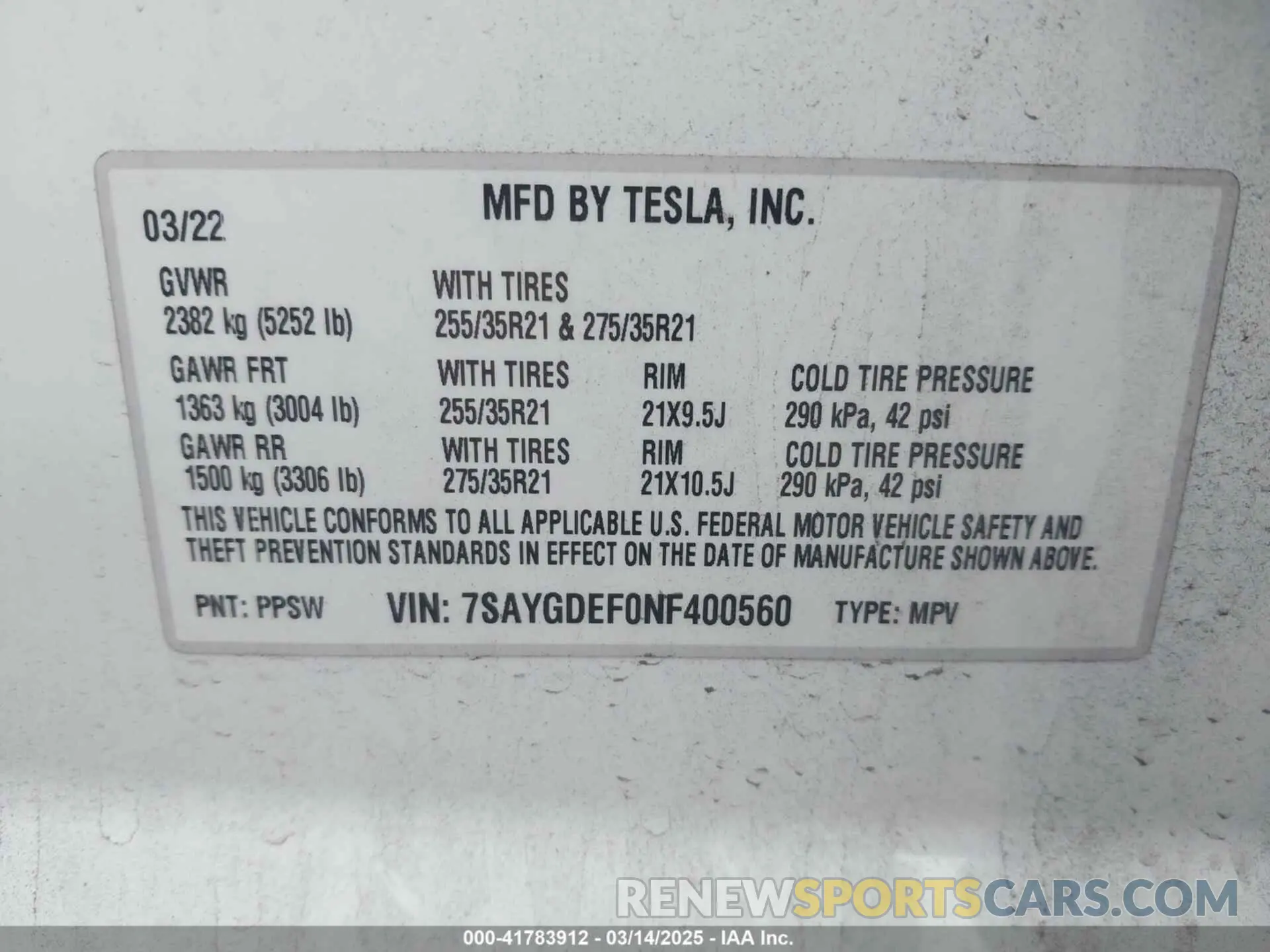 9 Photograph of a damaged car 7SAYGDEF0NF400560 TESLA MODEL Y 2022
