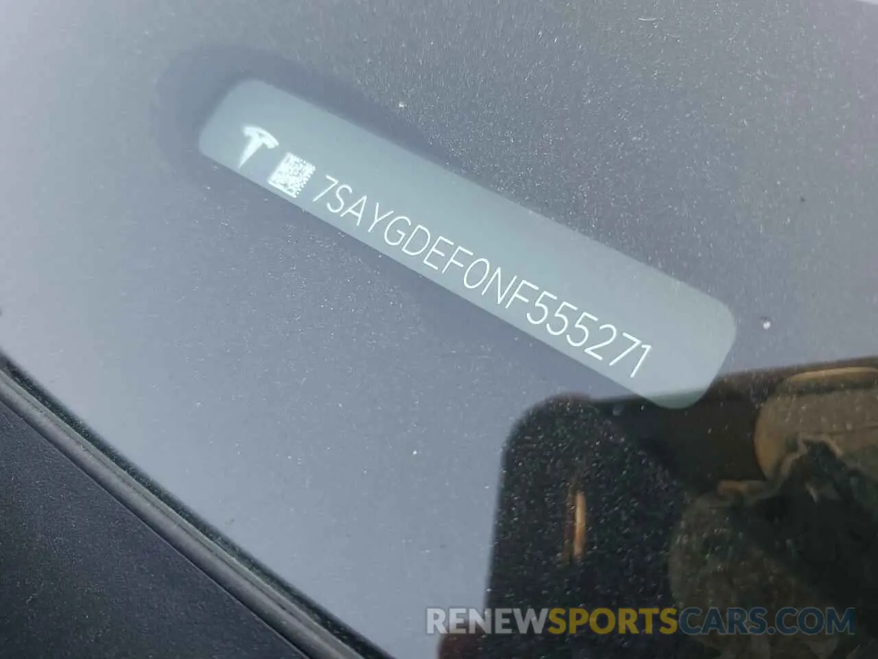 12 Photograph of a damaged car 7SAYGDEF0NF555271 TESLA MODEL Y 2022