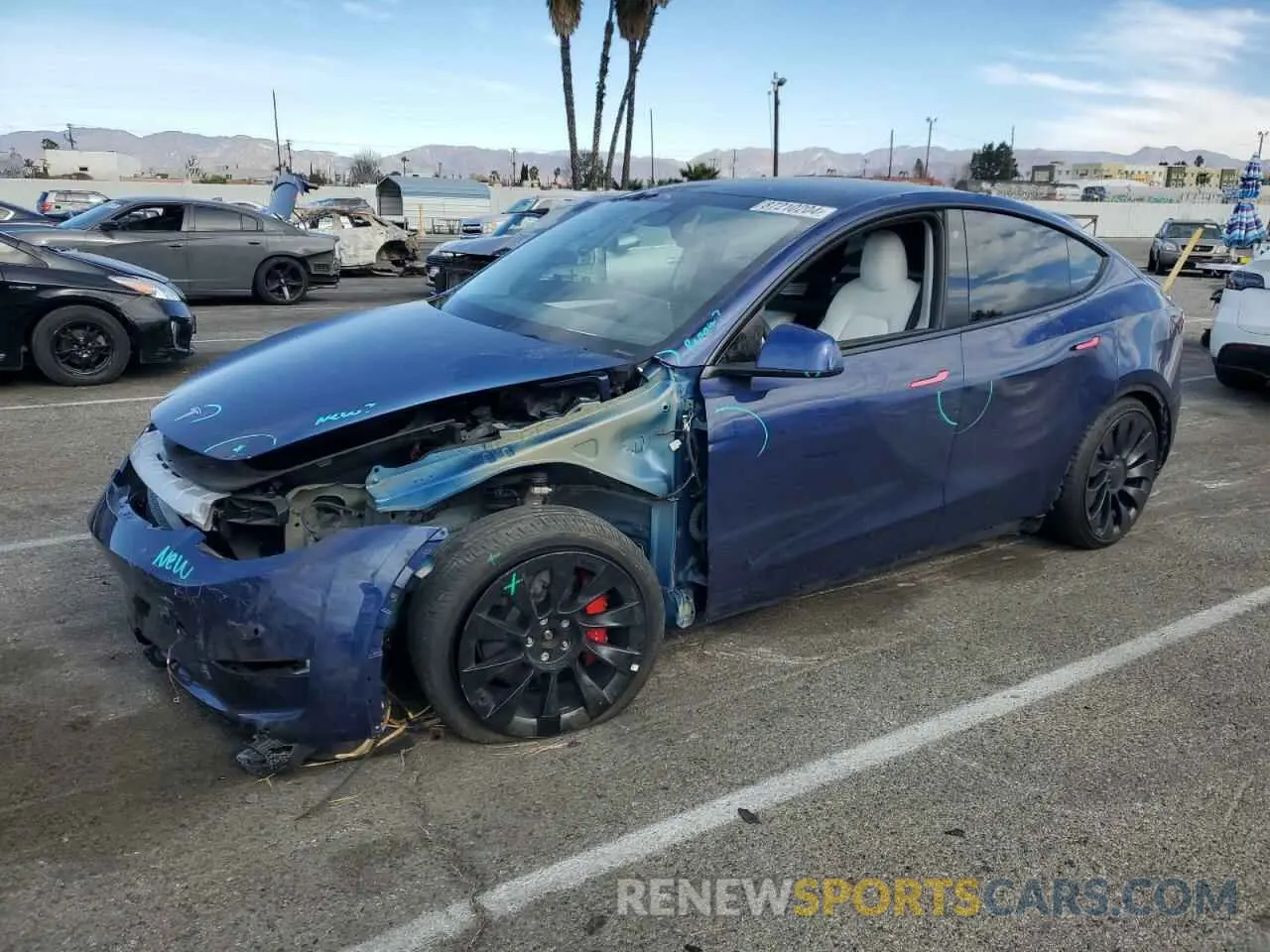 1 Photograph of a damaged car 7SAYGDEF0NF564231 TESLA MODEL Y 2022