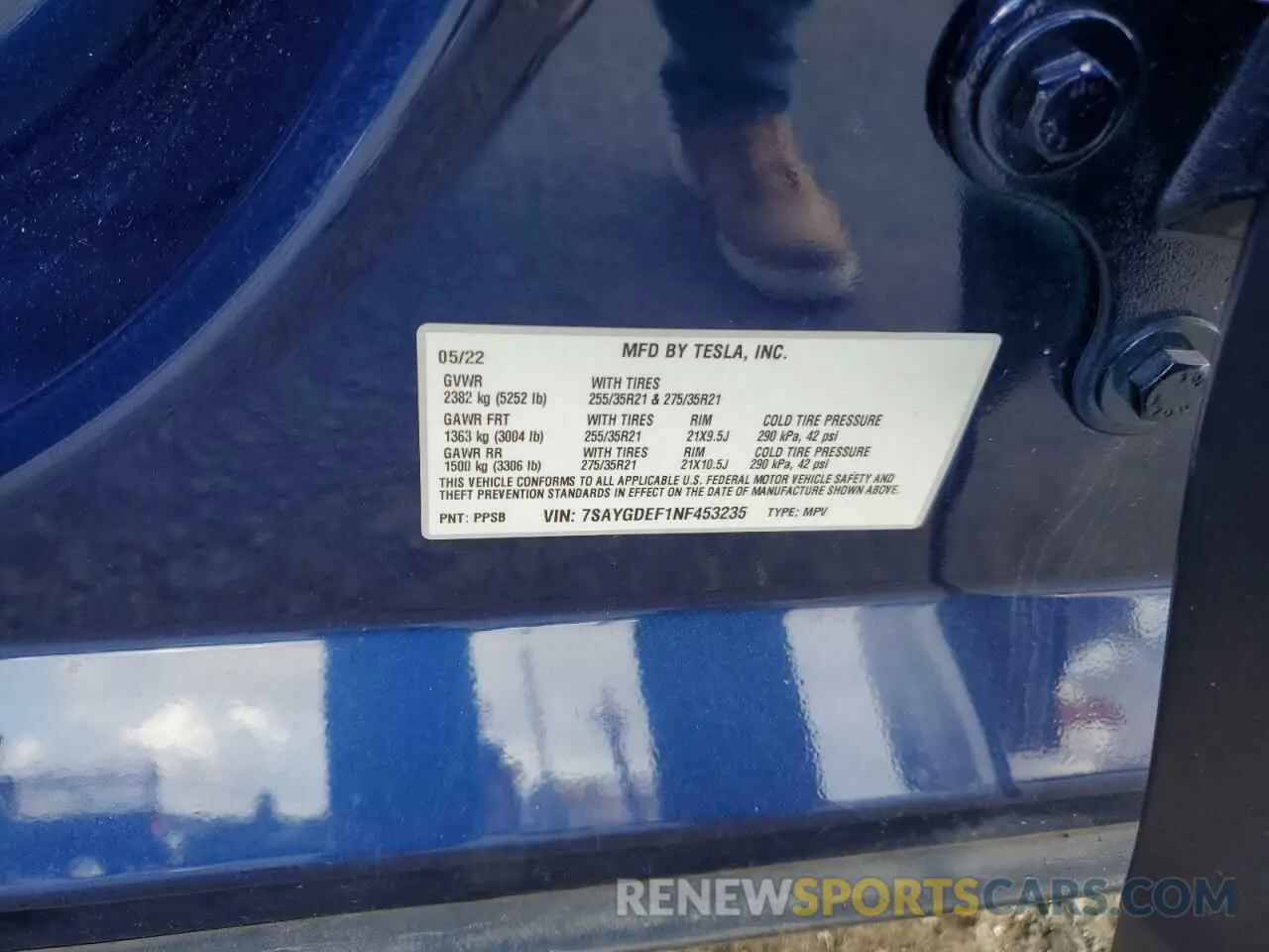 15 Photograph of a damaged car 7SAYGDEF1NF453235 TESLA MODEL Y 2022