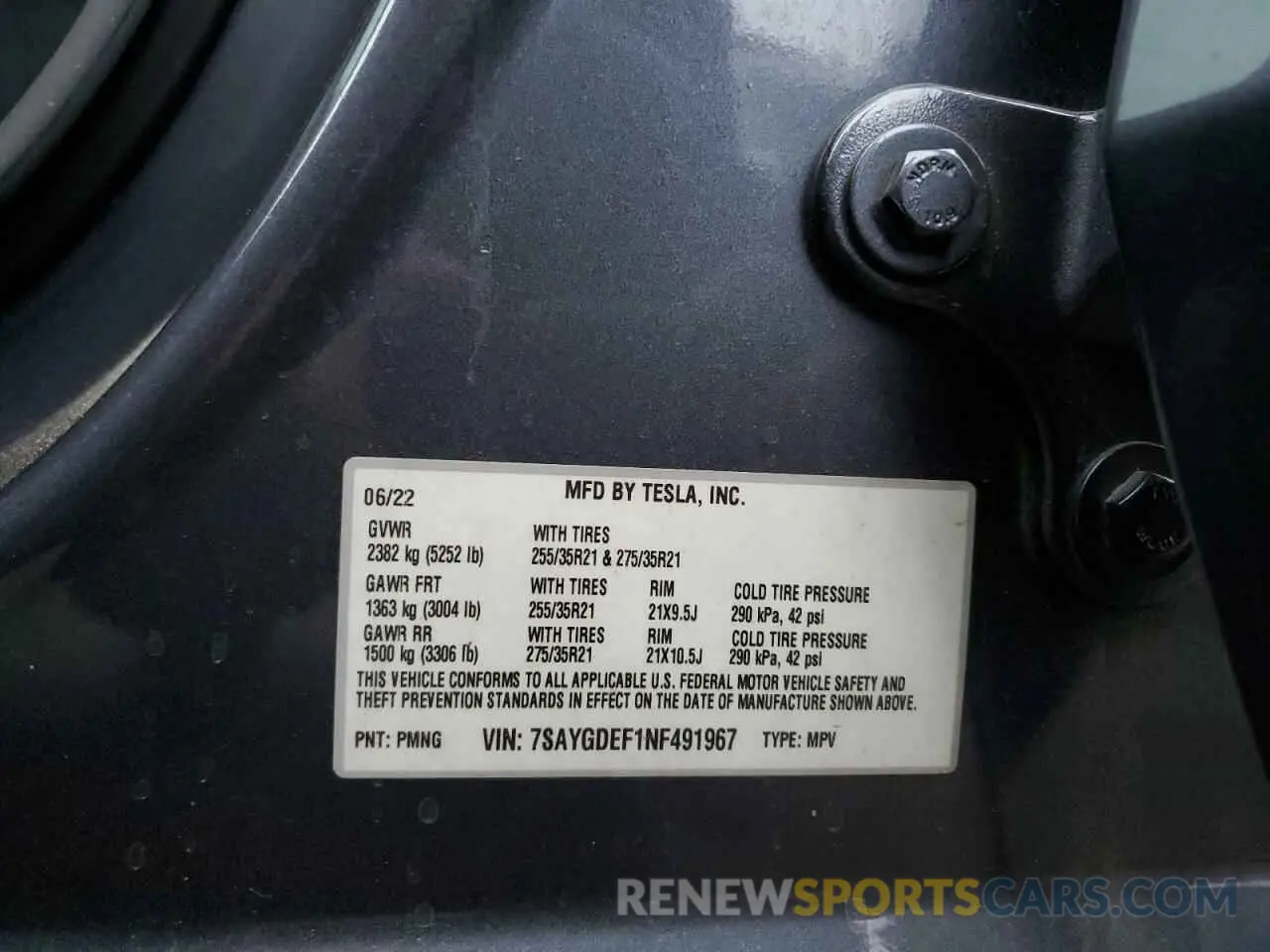 14 Photograph of a damaged car 7SAYGDEF1NF491967 TESLA MODEL Y 2022