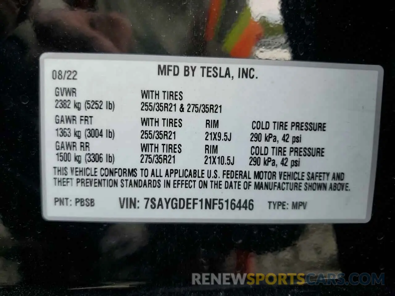 13 Photograph of a damaged car 7SAYGDEF1NF516446 TESLA MODEL Y 2022
