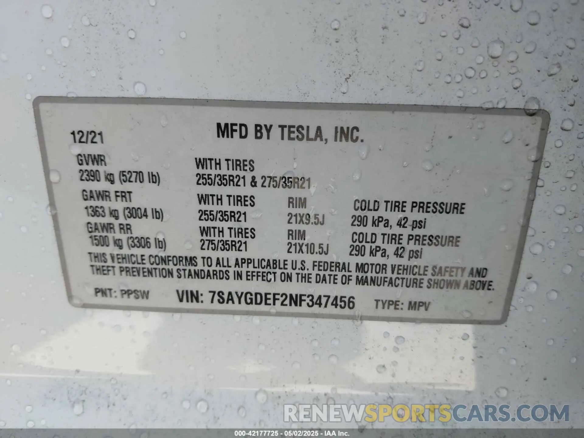 9 Photograph of a damaged car 7SAYGDEF2NF347456 TESLA MODEL Y 2022