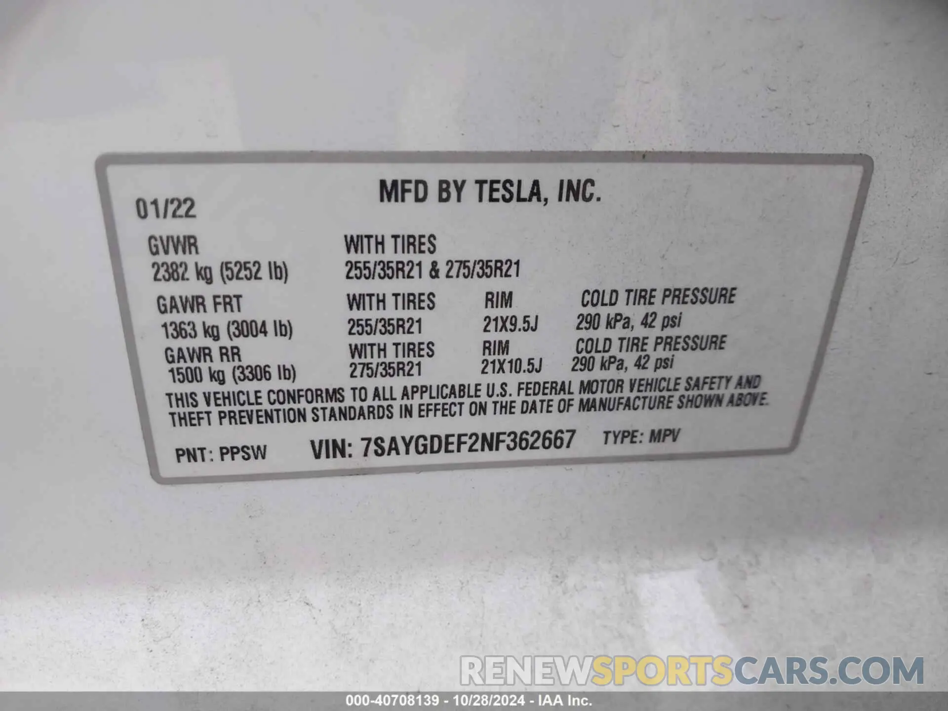 9 Photograph of a damaged car 7SAYGDEF2NF362667 TESLA MODEL Y 2022