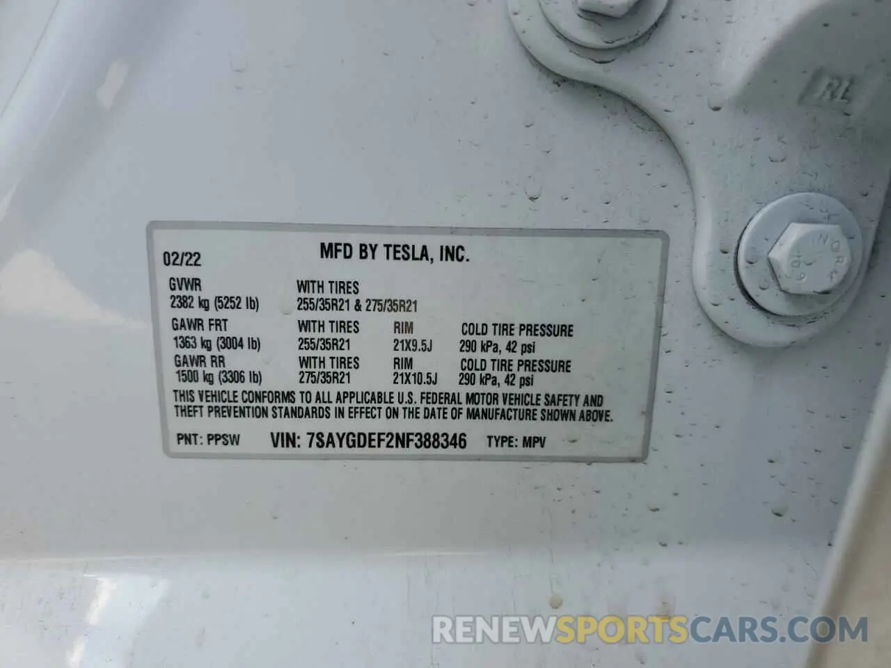 14 Photograph of a damaged car 7SAYGDEF2NF388346 TESLA MODEL Y 2022