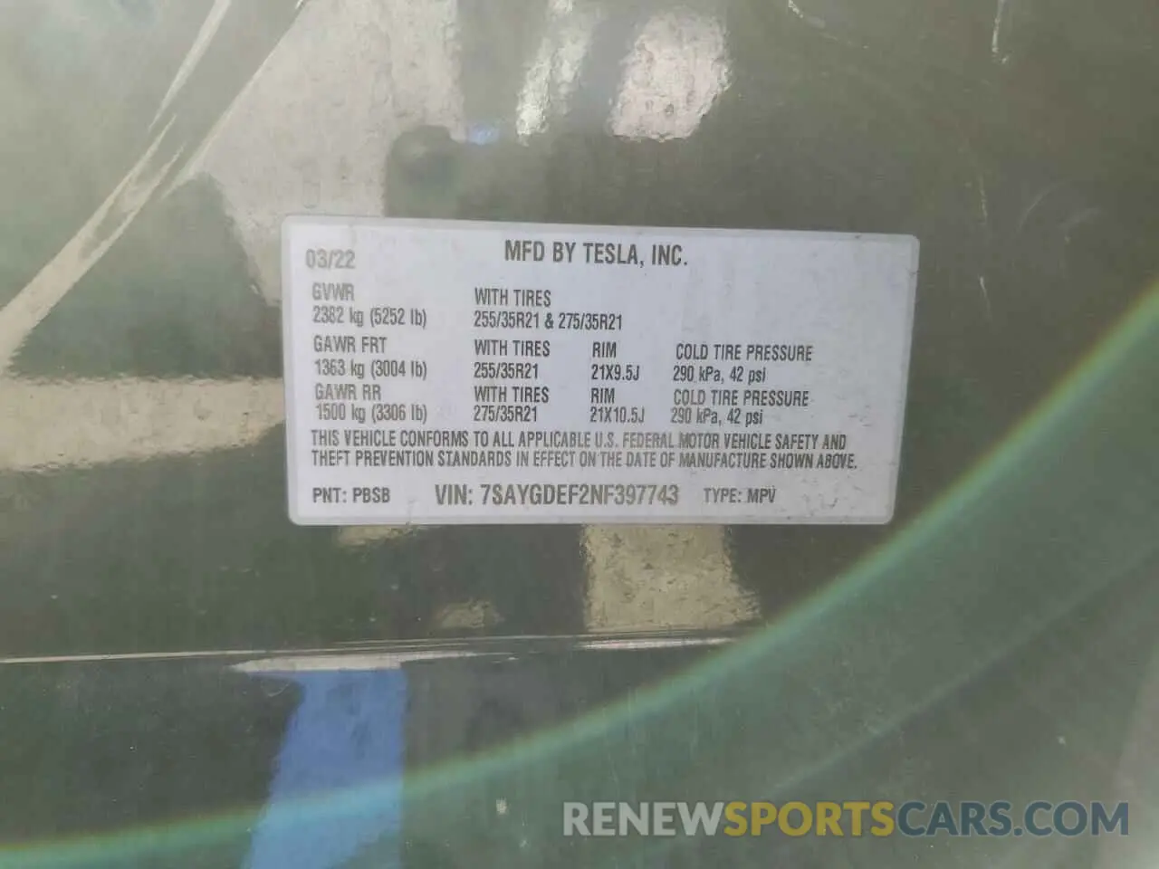 13 Photograph of a damaged car 7SAYGDEF2NF397743 TESLA MODEL Y 2022