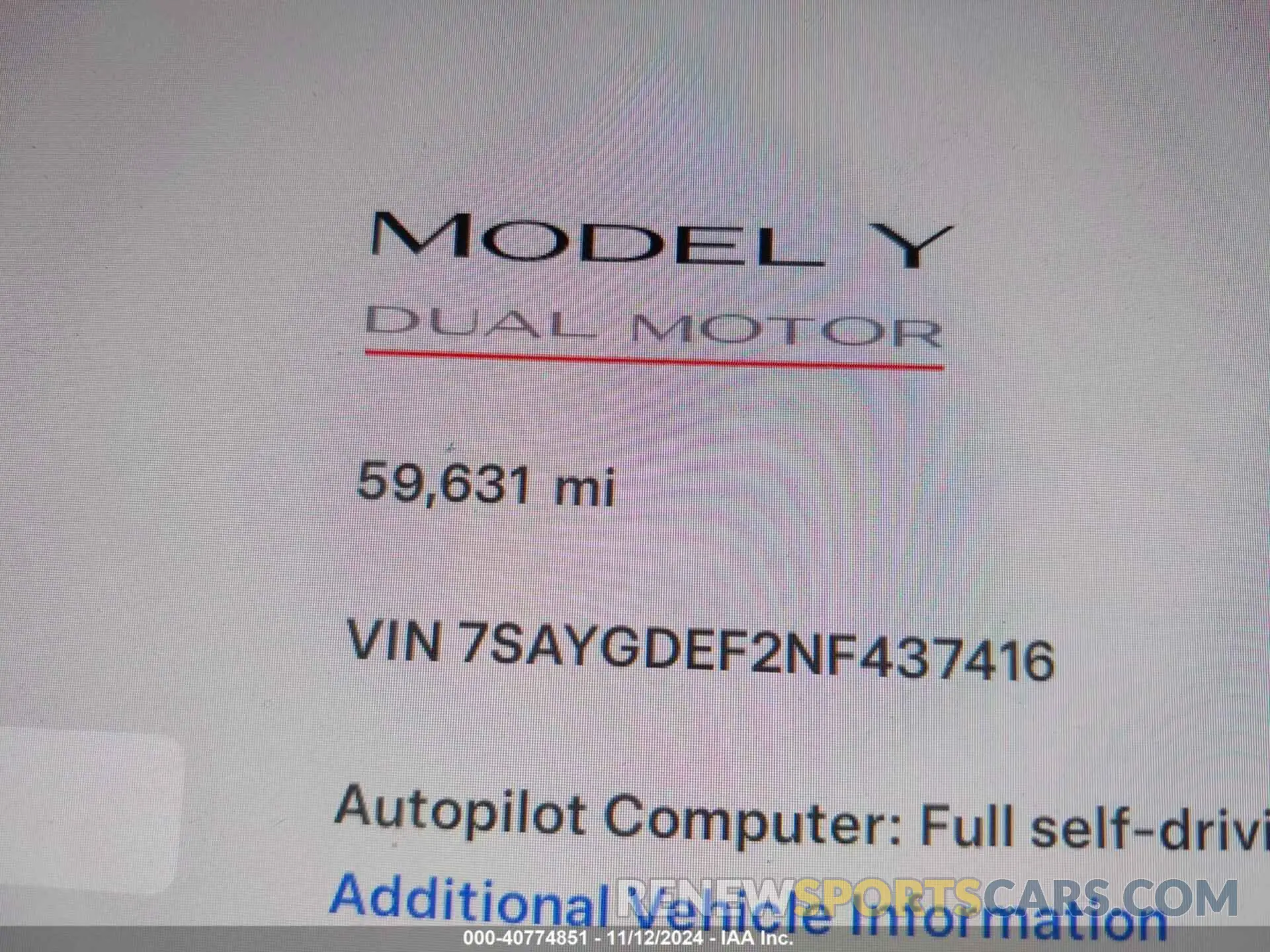 7 Photograph of a damaged car 7SAYGDEF2NF437416 TESLA MODEL Y 2022