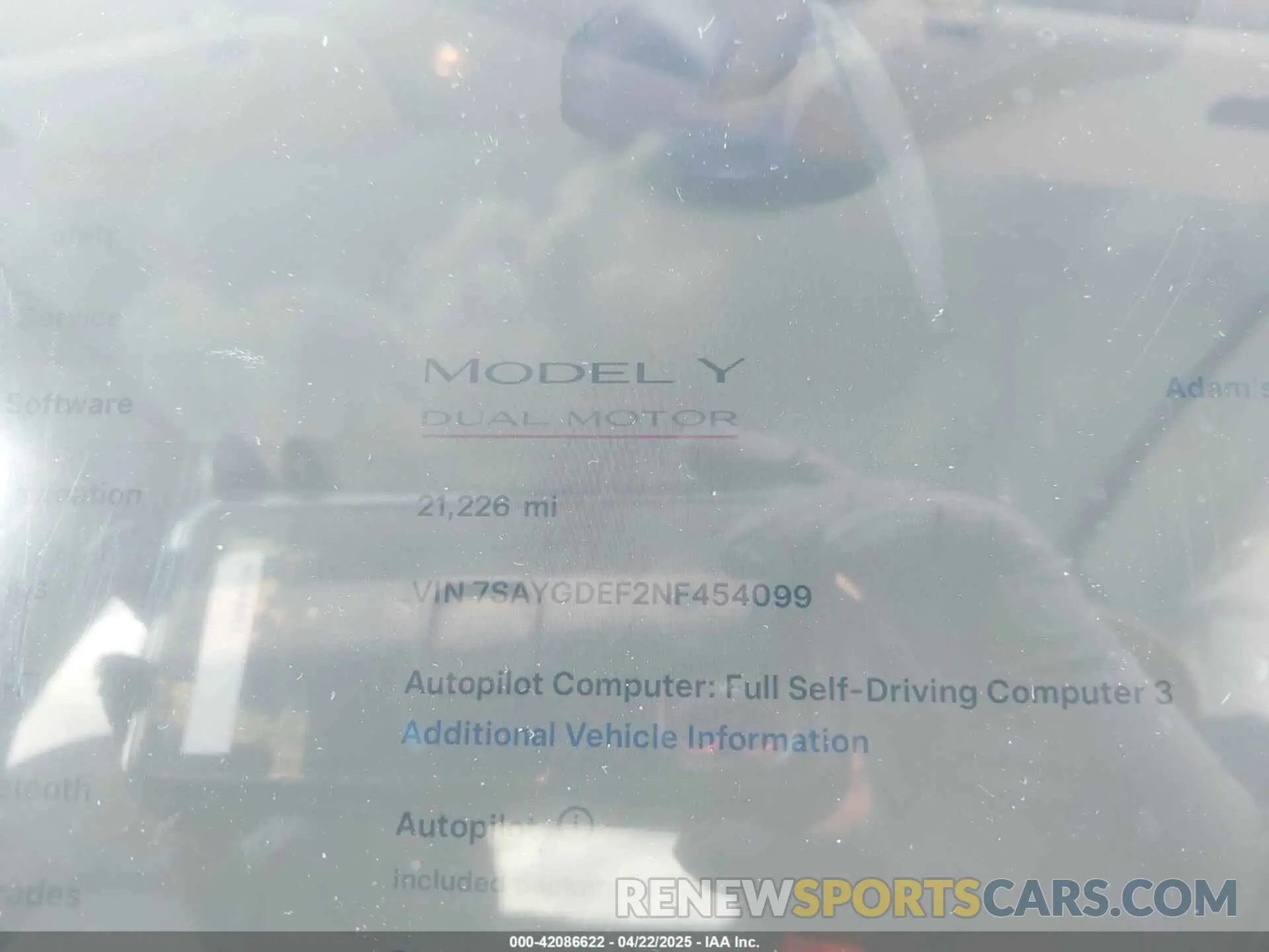 7 Photograph of a damaged car 7SAYGDEF2NF454099 TESLA MODEL Y 2022