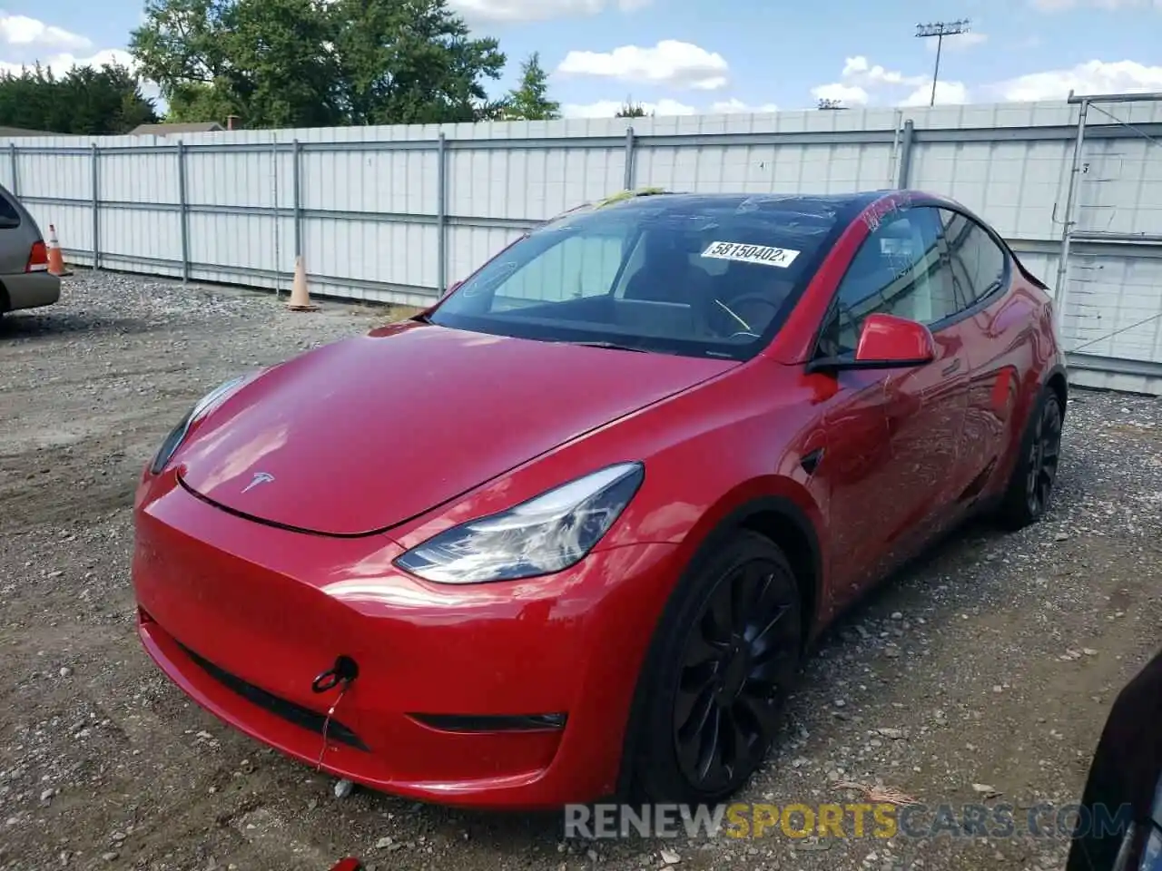 2 Photograph of a damaged car 7SAYGDEF2NF467371 TESLA MODEL Y 2022