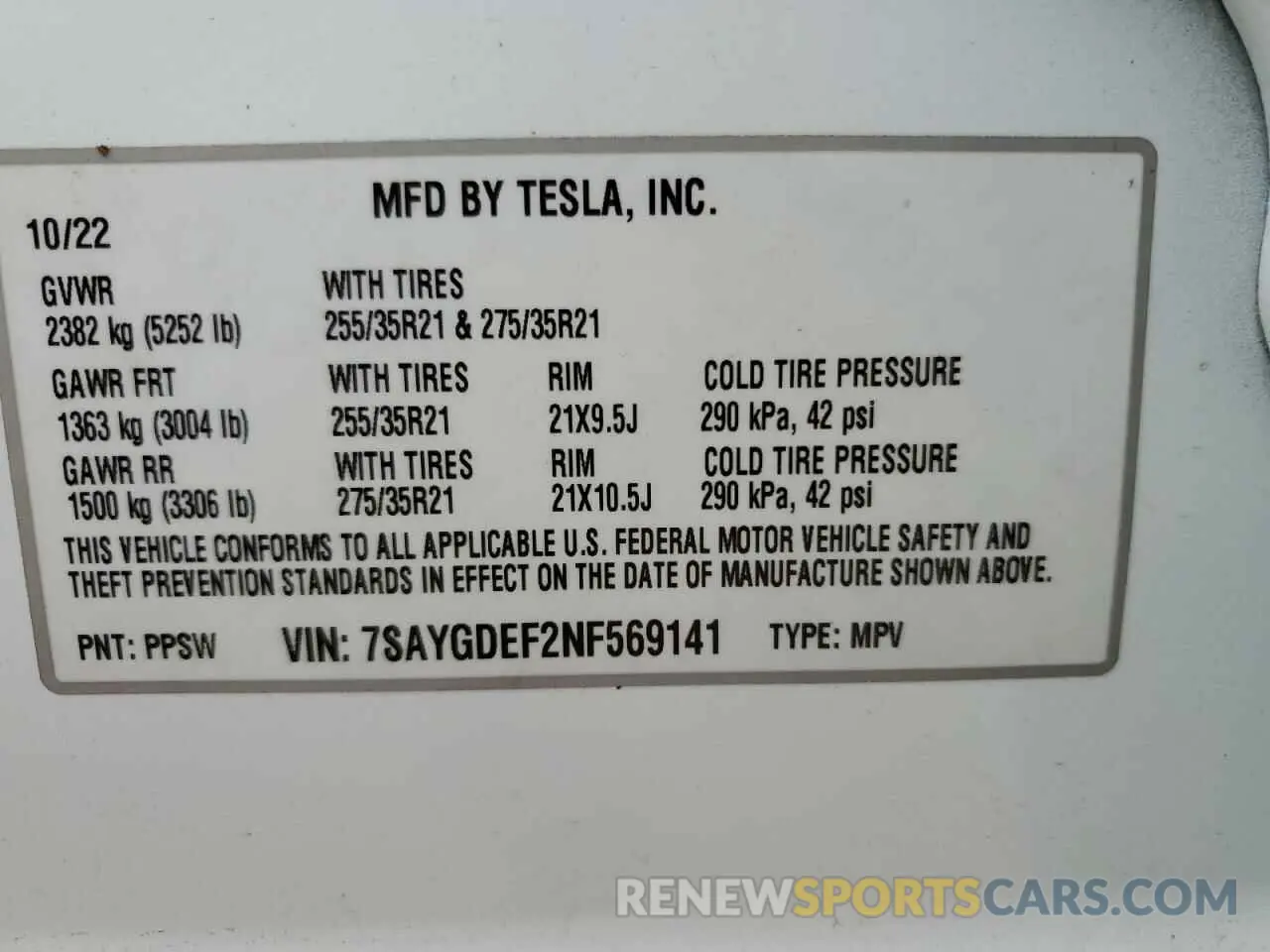 14 Photograph of a damaged car 7SAYGDEF2NF569141 TESLA MODEL Y 2022