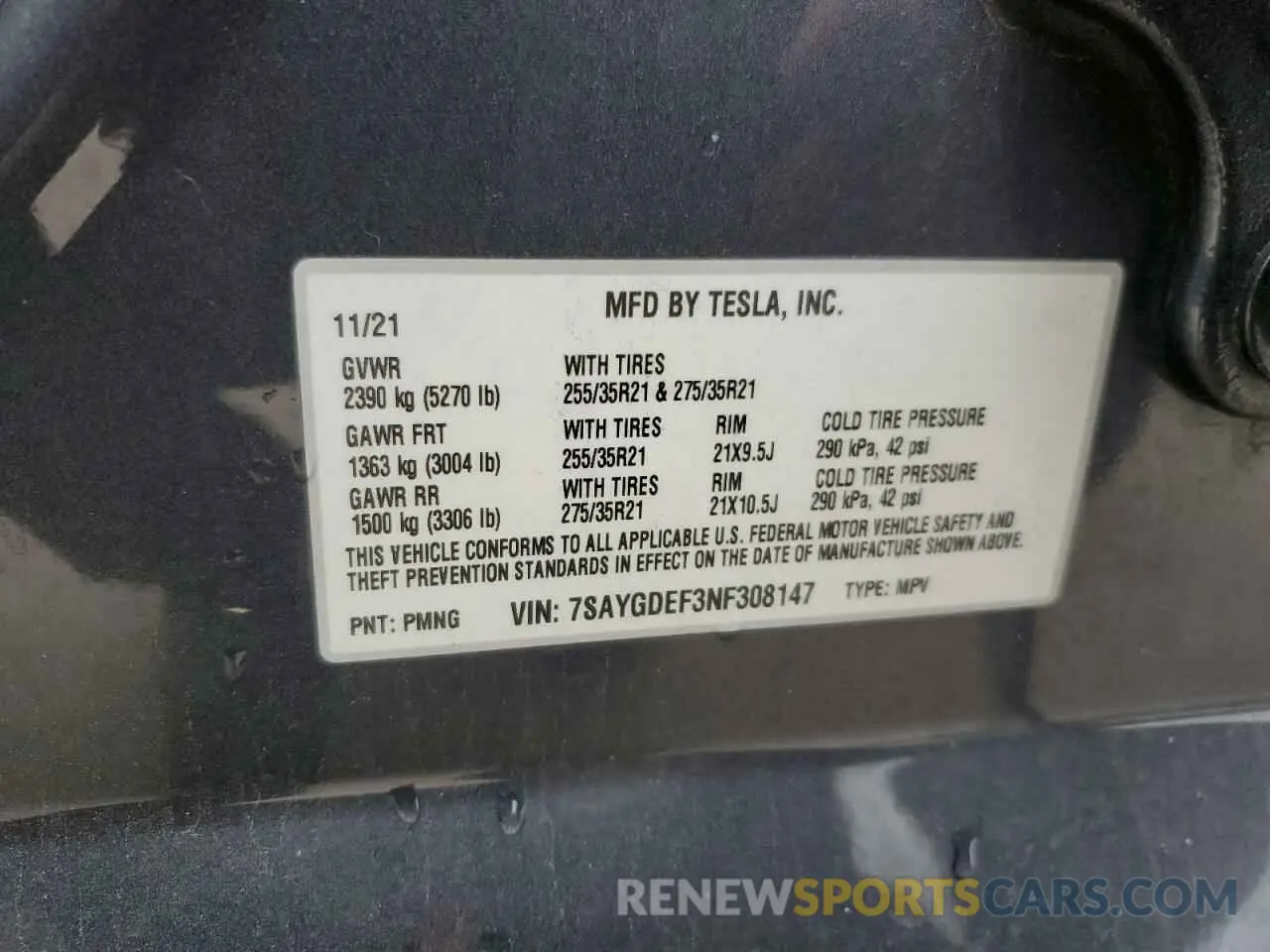 12 Photograph of a damaged car 7SAYGDEF3NF308147 TESLA MODEL Y 2022