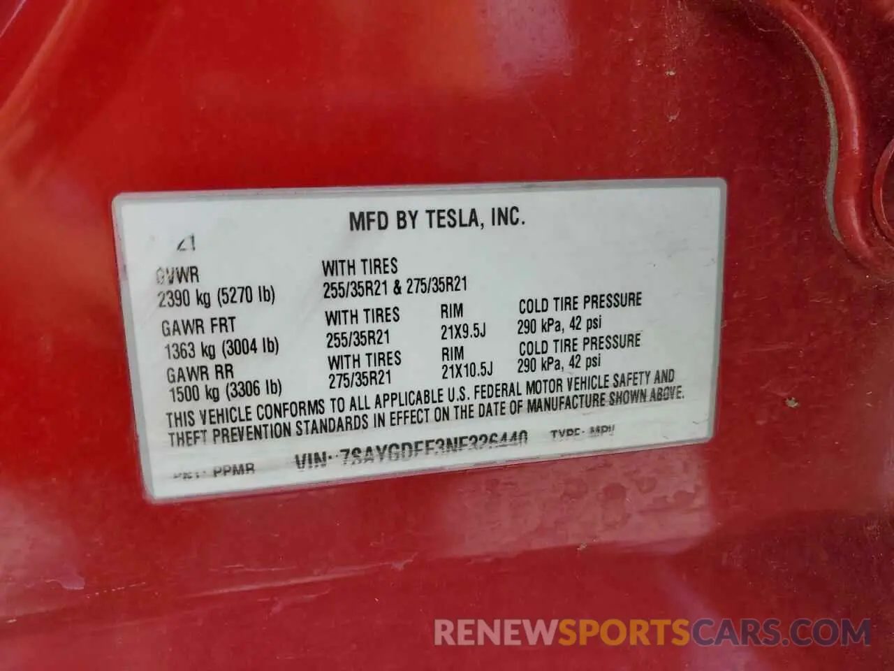 14 Photograph of a damaged car 7SAYGDEF3NF326440 TESLA MODEL Y 2022
